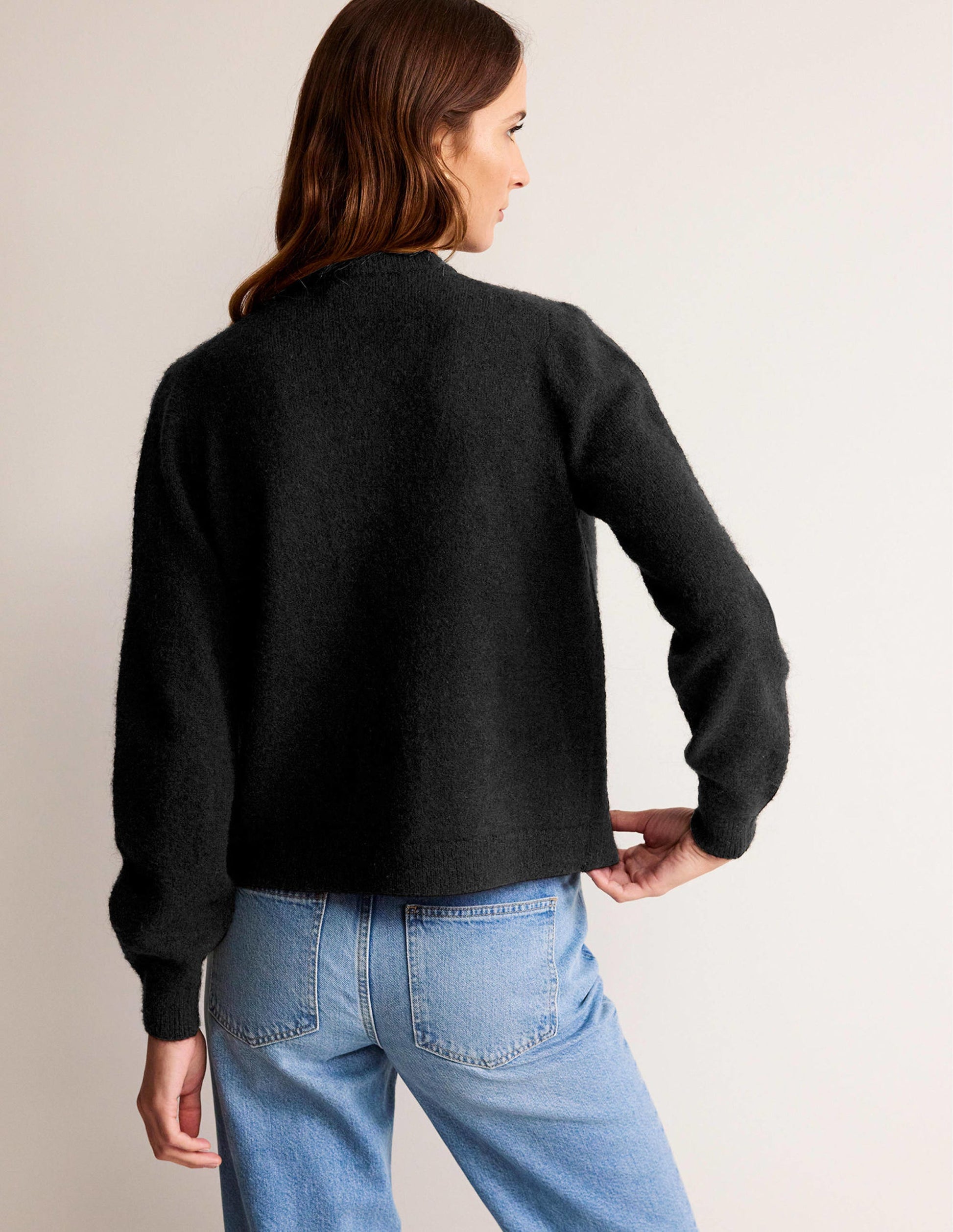 Fluffy Bow Cardigan-Black-3