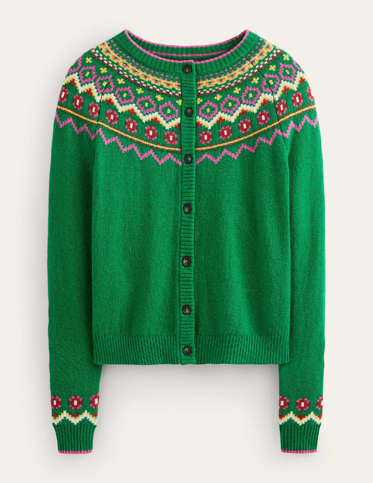 Edie Fair Isle Cardigan-Green Fair Isle - Image 7