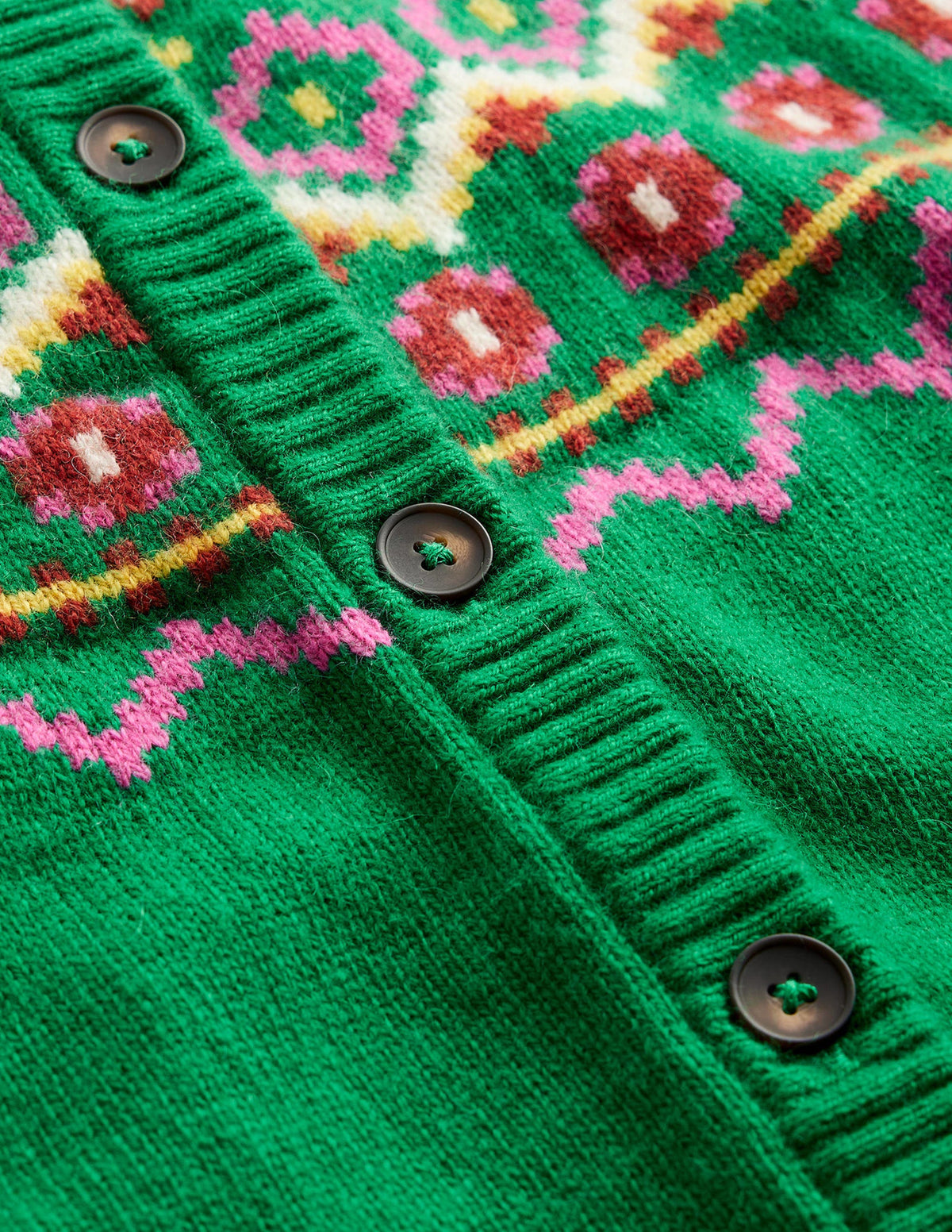 Edie Fair Isle Cardigan-Green Fair Isle - Image 8