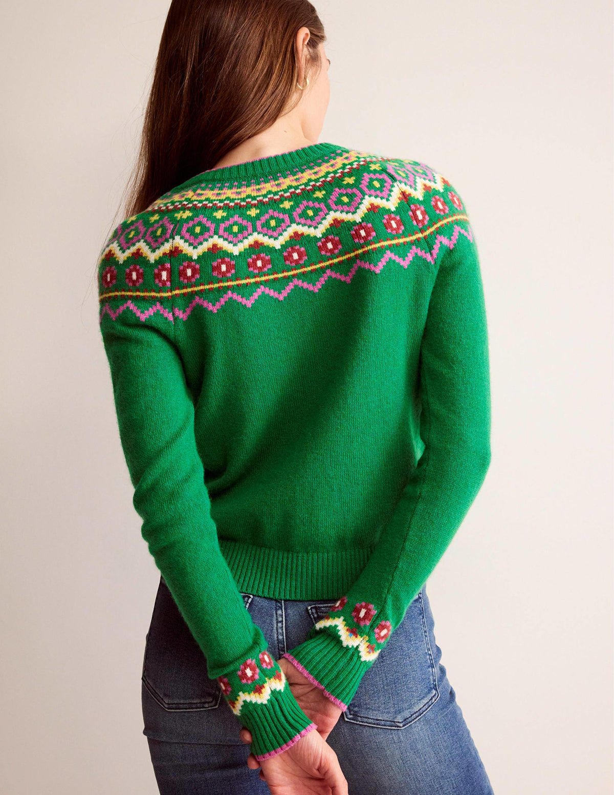 Edie Fair Isle Cardigan-Green Fair Isle-3