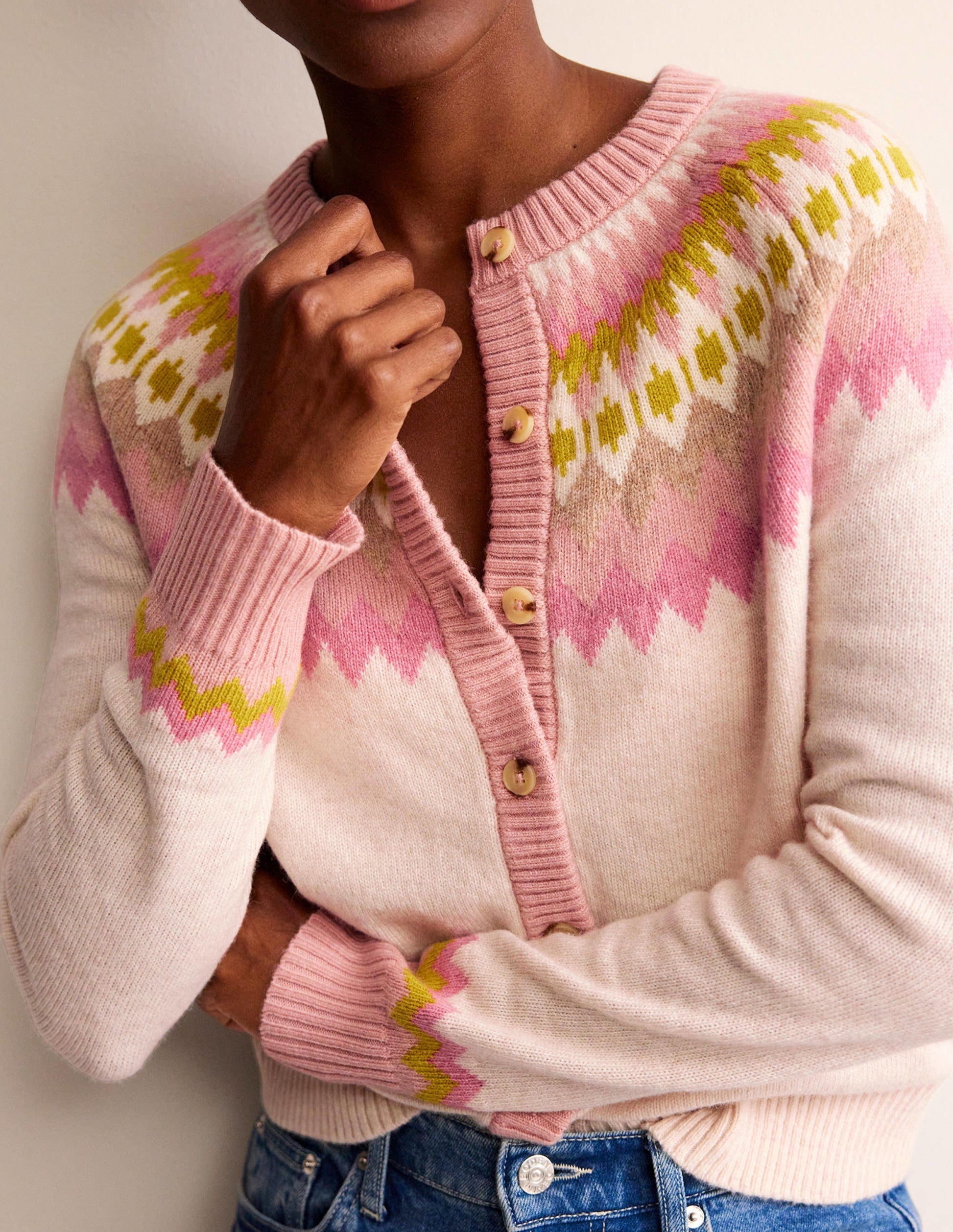 Edie Fair Isle Cardigan-Oatmeal Melange Fair Isle-2