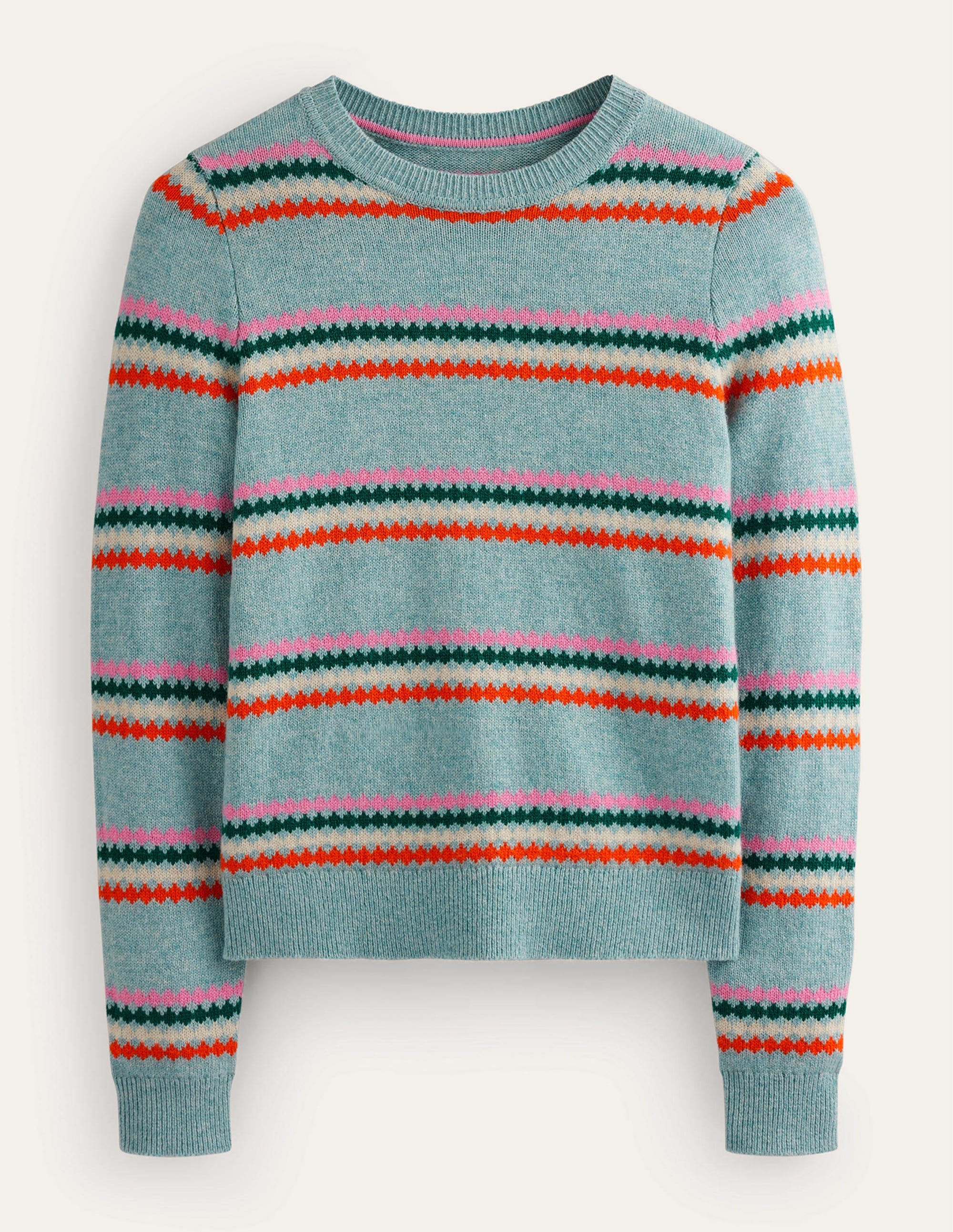 Edie Fair Isle Jumper-Blue Diamond Stripe - Image 9