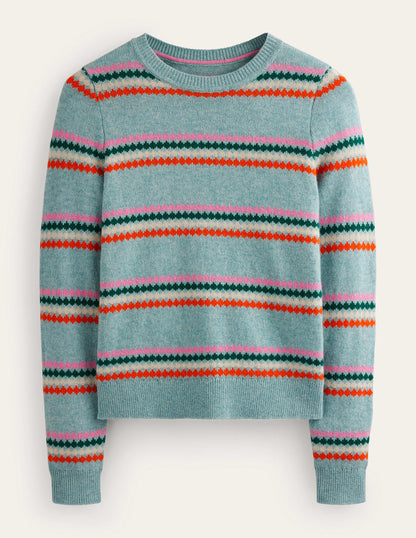 Edie Fair Isle Jumper-Blue Diamond Stripe-9
