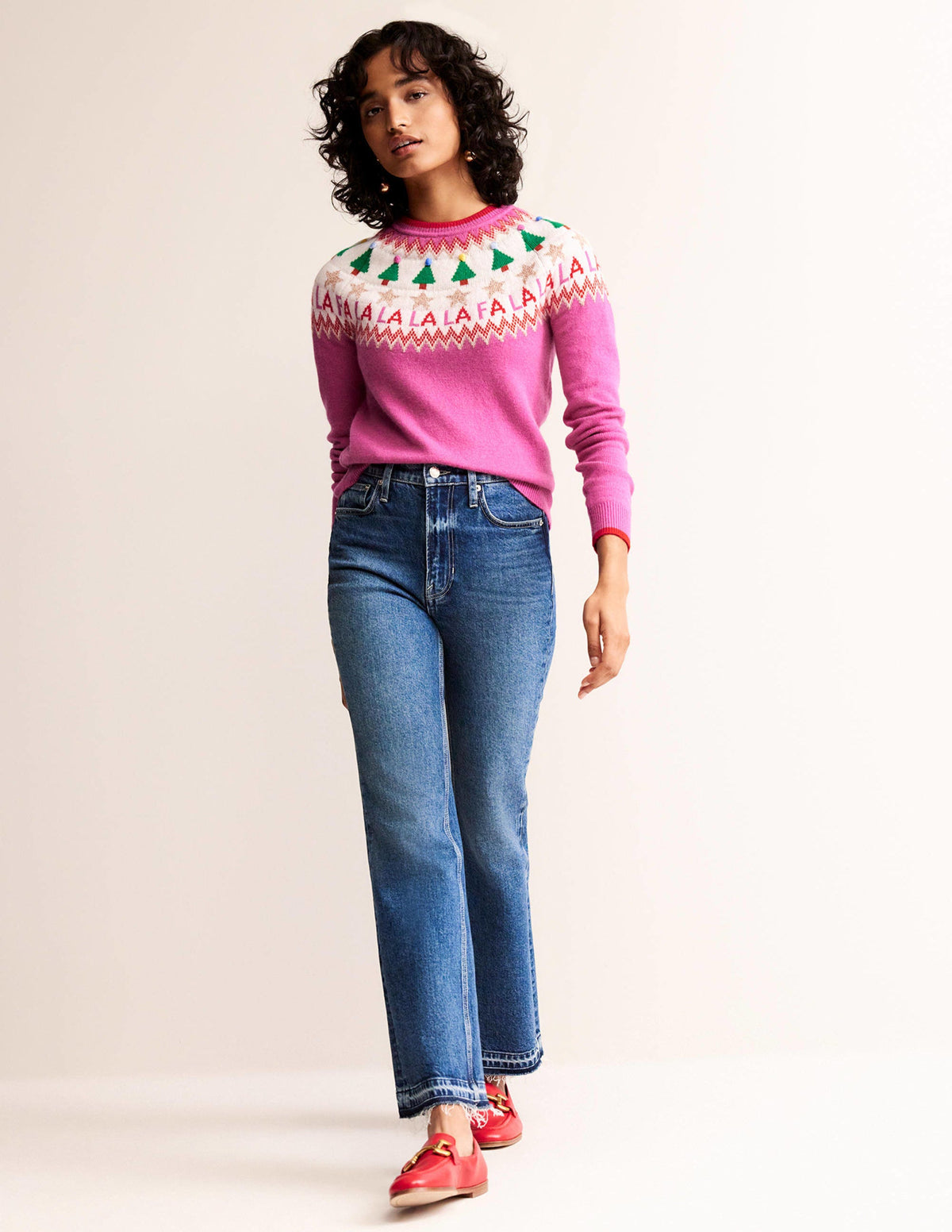 Edie Fair Isle Jumper-Vibrant Pink Fair Isle - Image 5