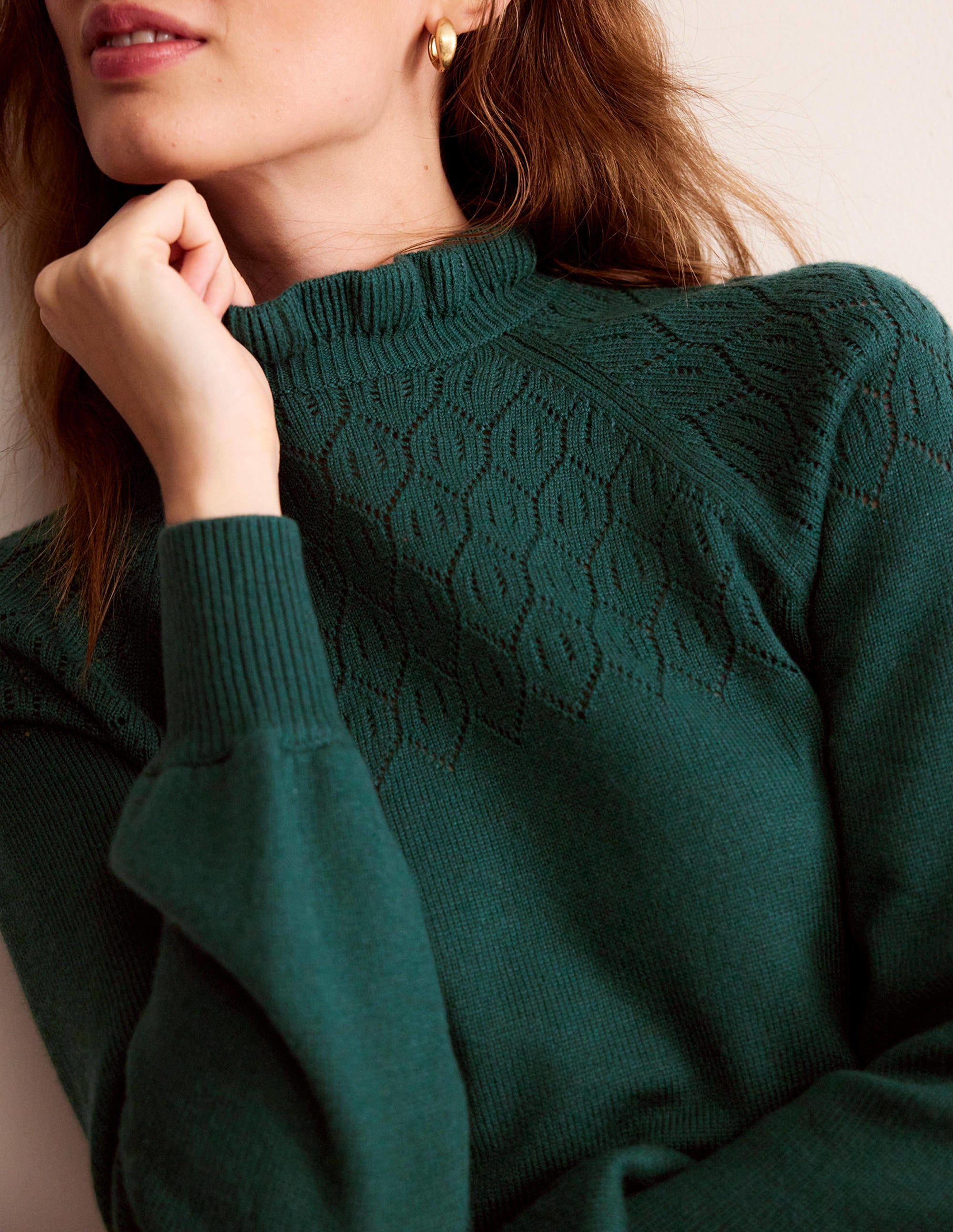 Pointelle Detailed Jumper-Emerald Night - Image 2