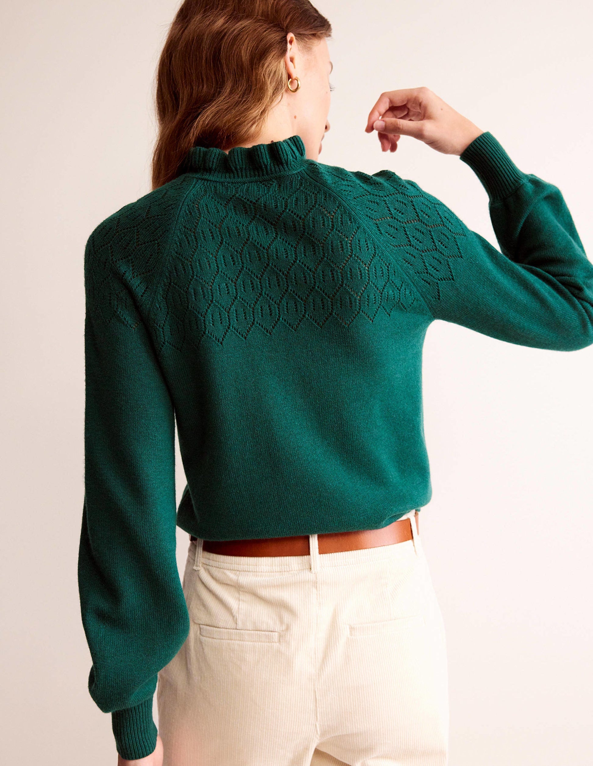 Pointelle Detailed Jumper-Emerald Night-3