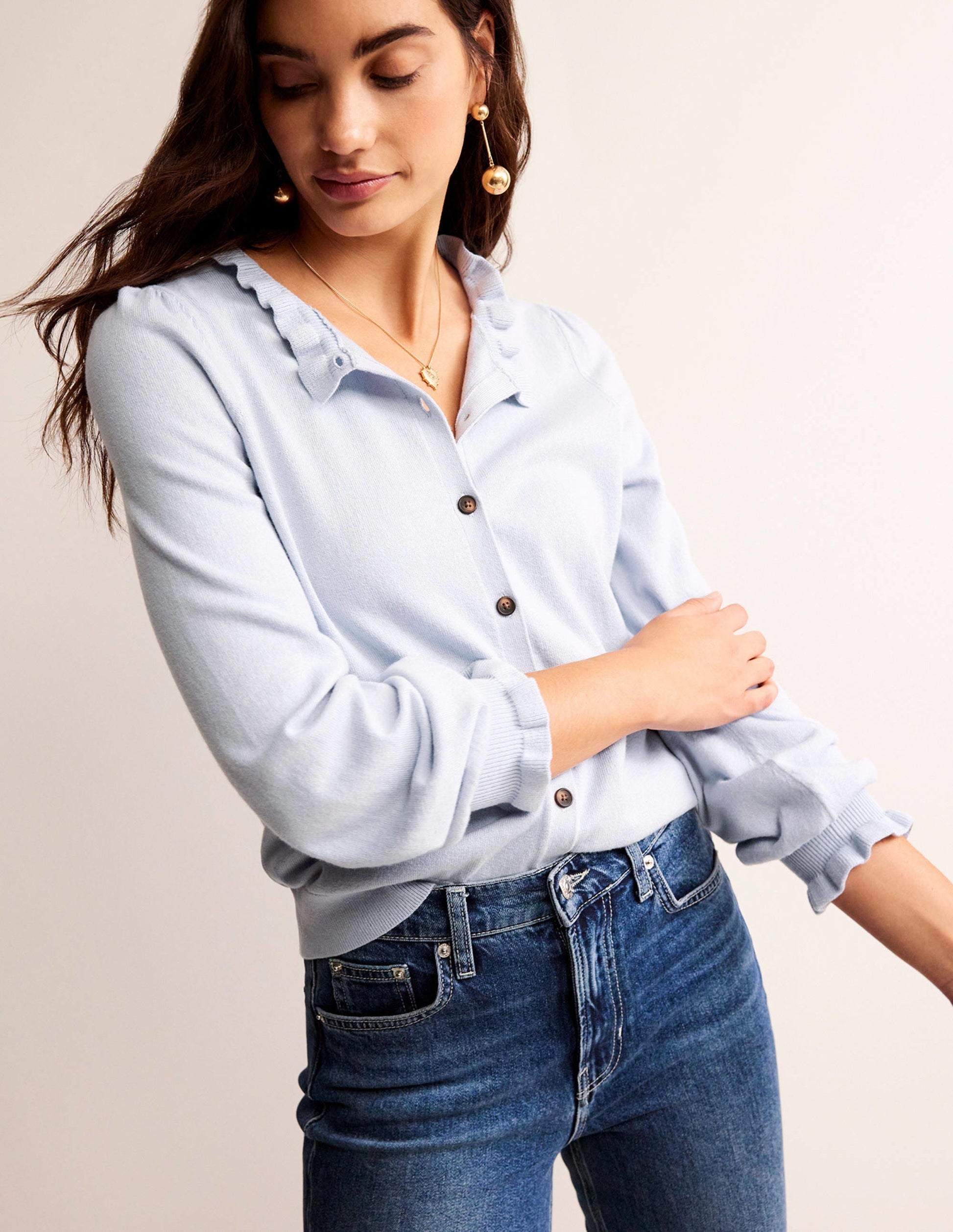 Ruffle-Neck Cardigan-Opal-1