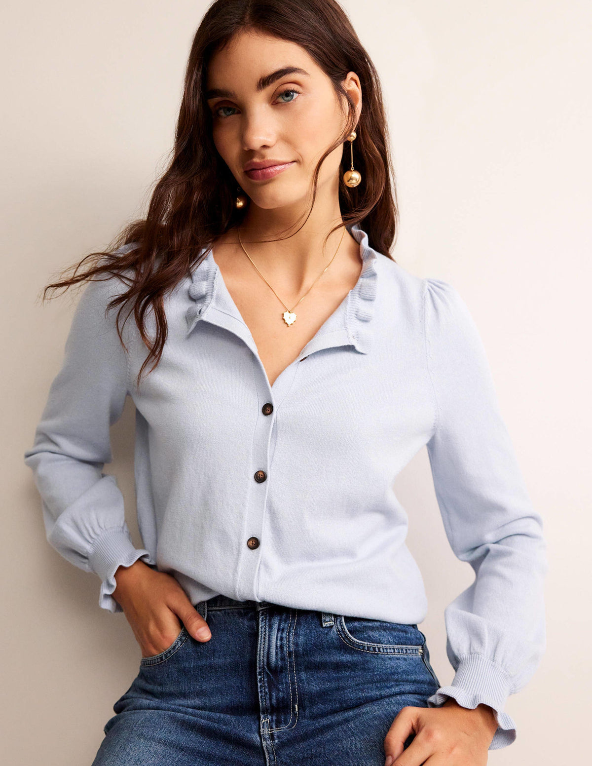 Ruffle-Neck Cardigan-Opal-4
