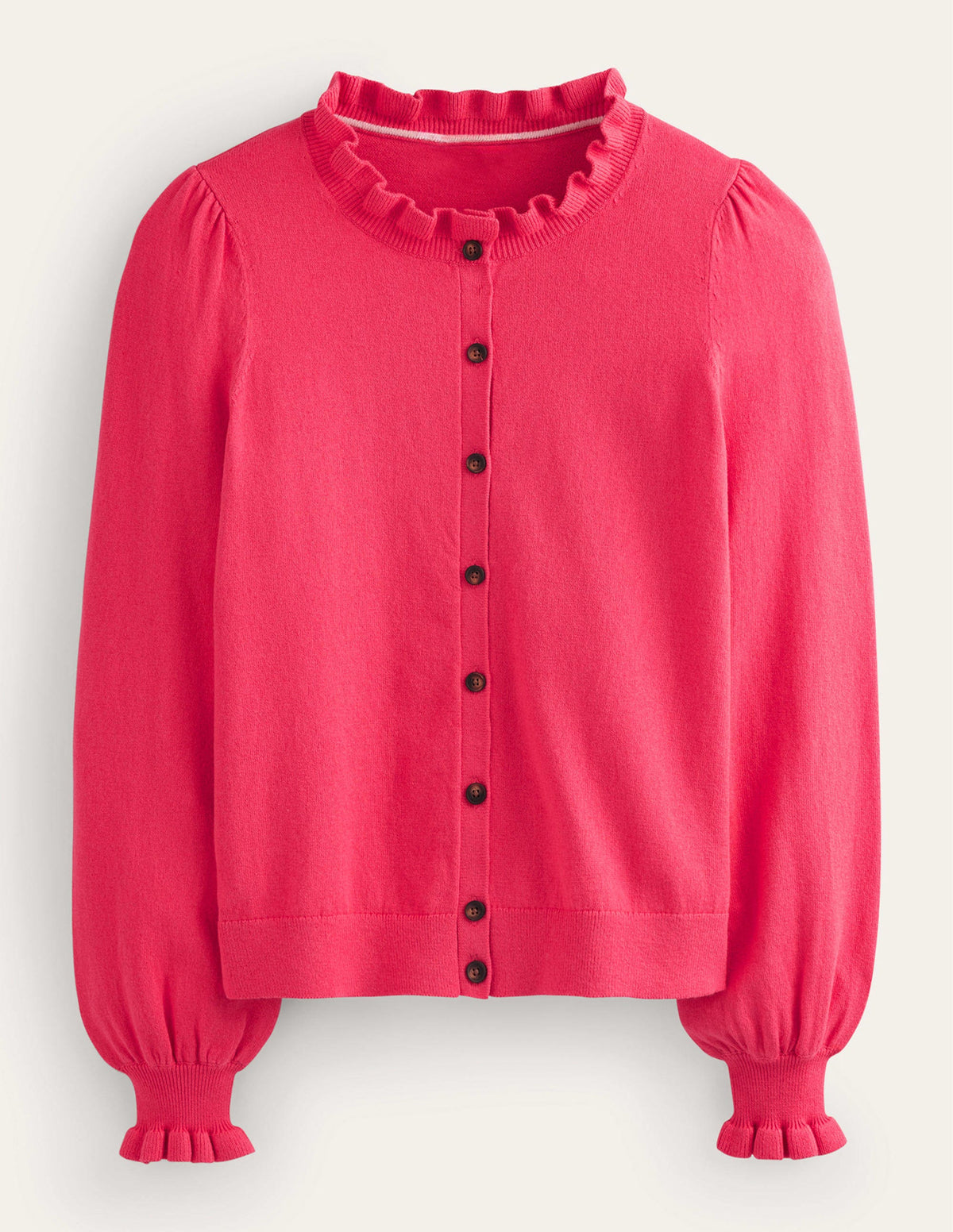 Ruffle-Neck Cardigan-Raspberry - Image 6