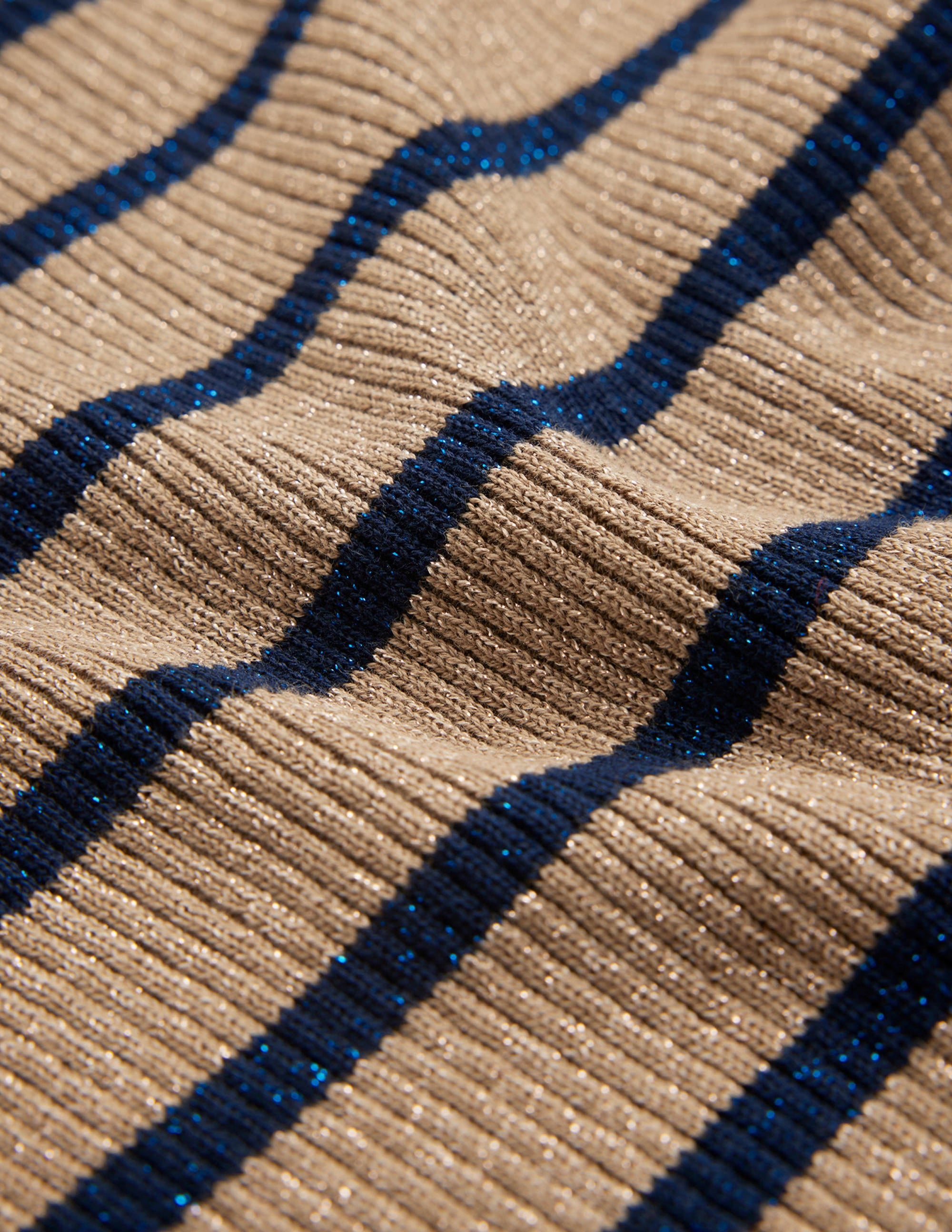 Effie Sparkle Stripe Jumper-Camel and Navy Stripe - Image 7