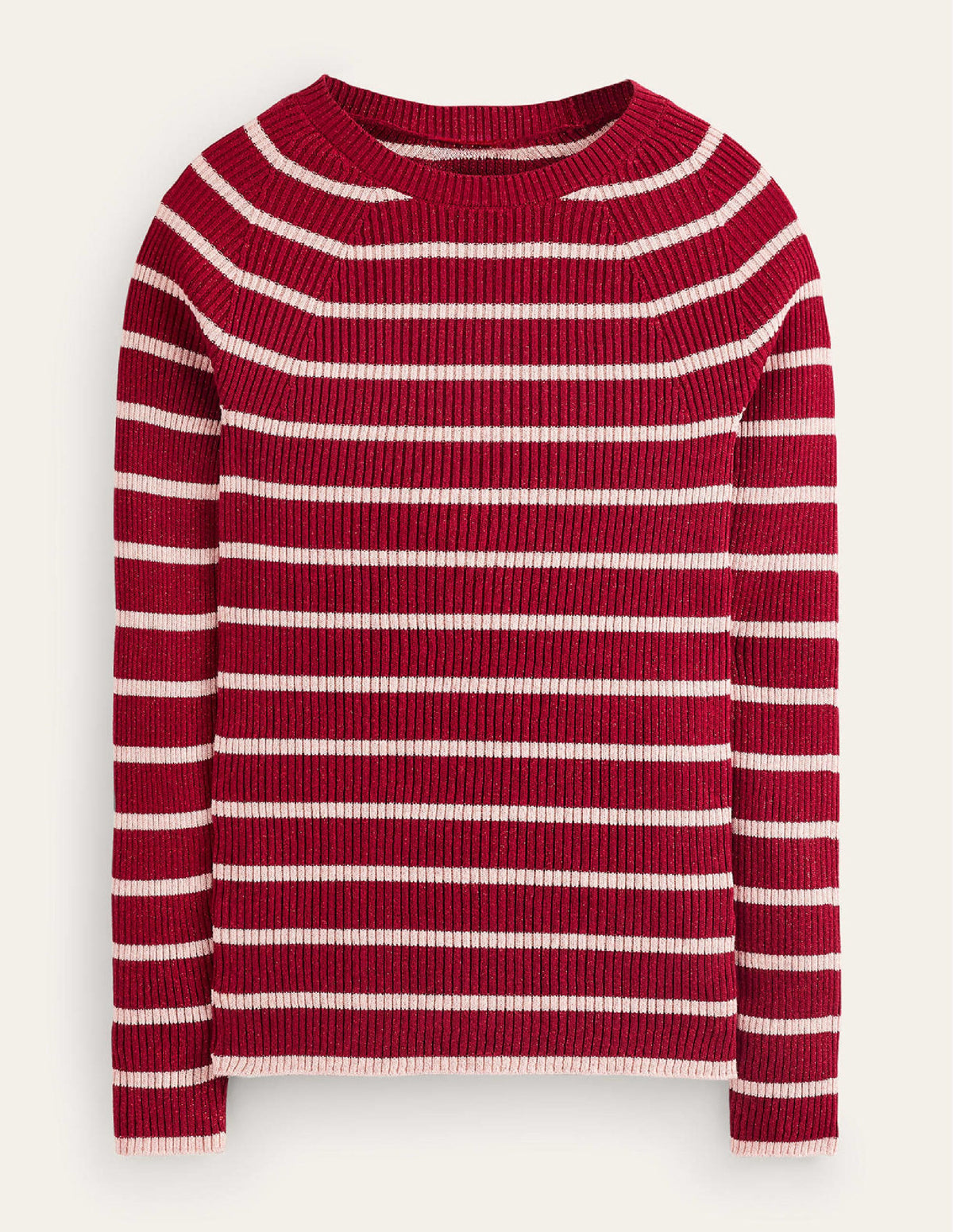 Effie Sparkle Stripe Jumper-Red, Chalky Pink Stripe - Image 5