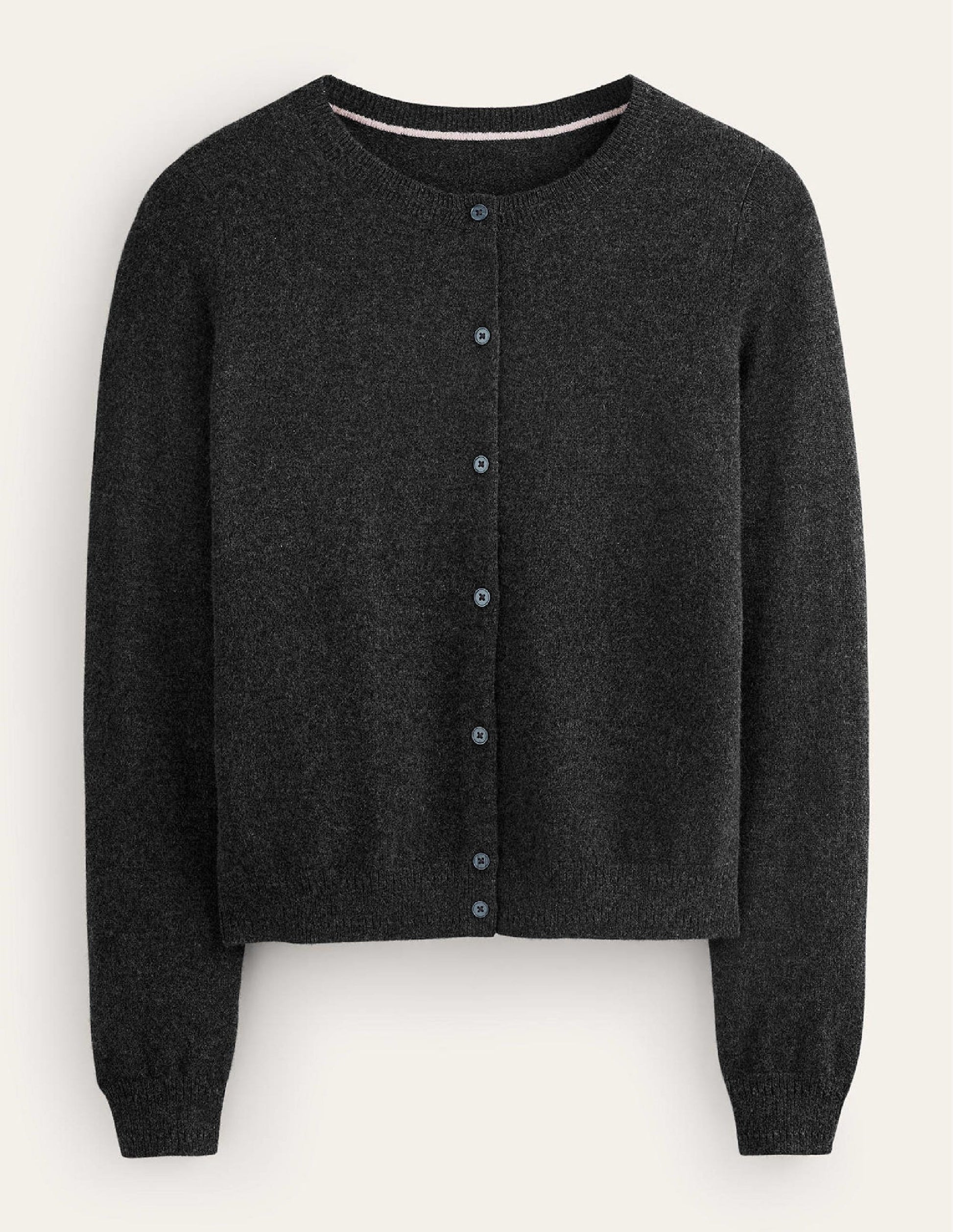 Eva Cashmere Crew Cardigan-Charcoal Melange-5