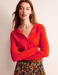 Eva Cashmere Crew Cardigan-Fiesta Orange