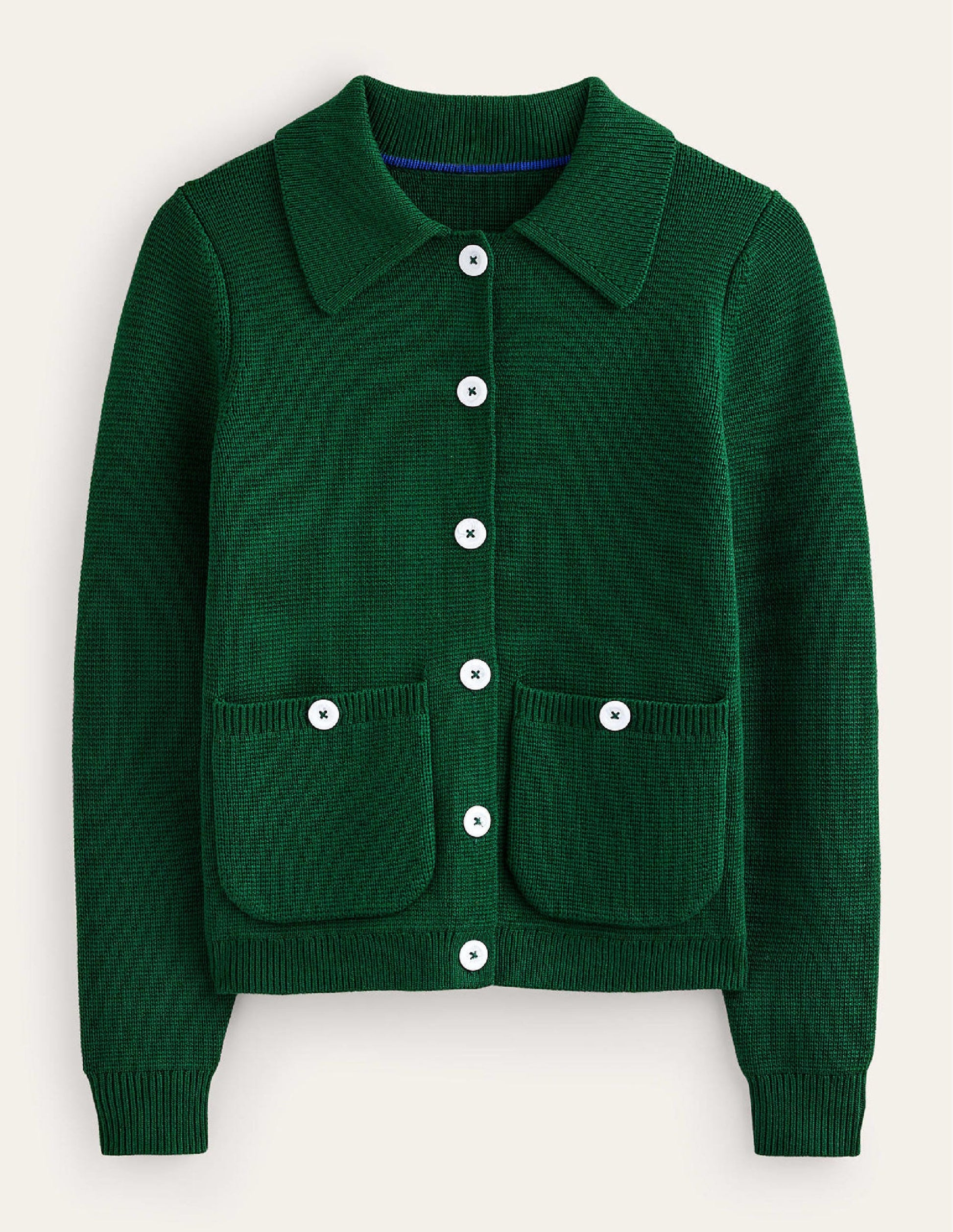 Emily Wool Blend Cardigan-Hunter Green-5