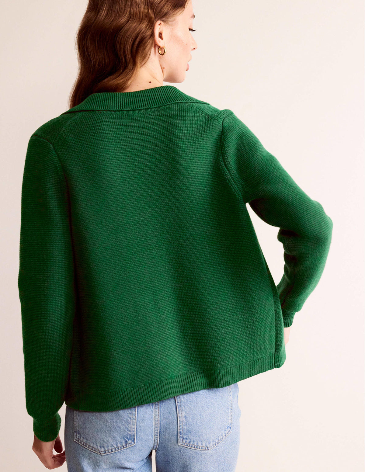Emily Wool Blend Cardigan-Hunter Green-3