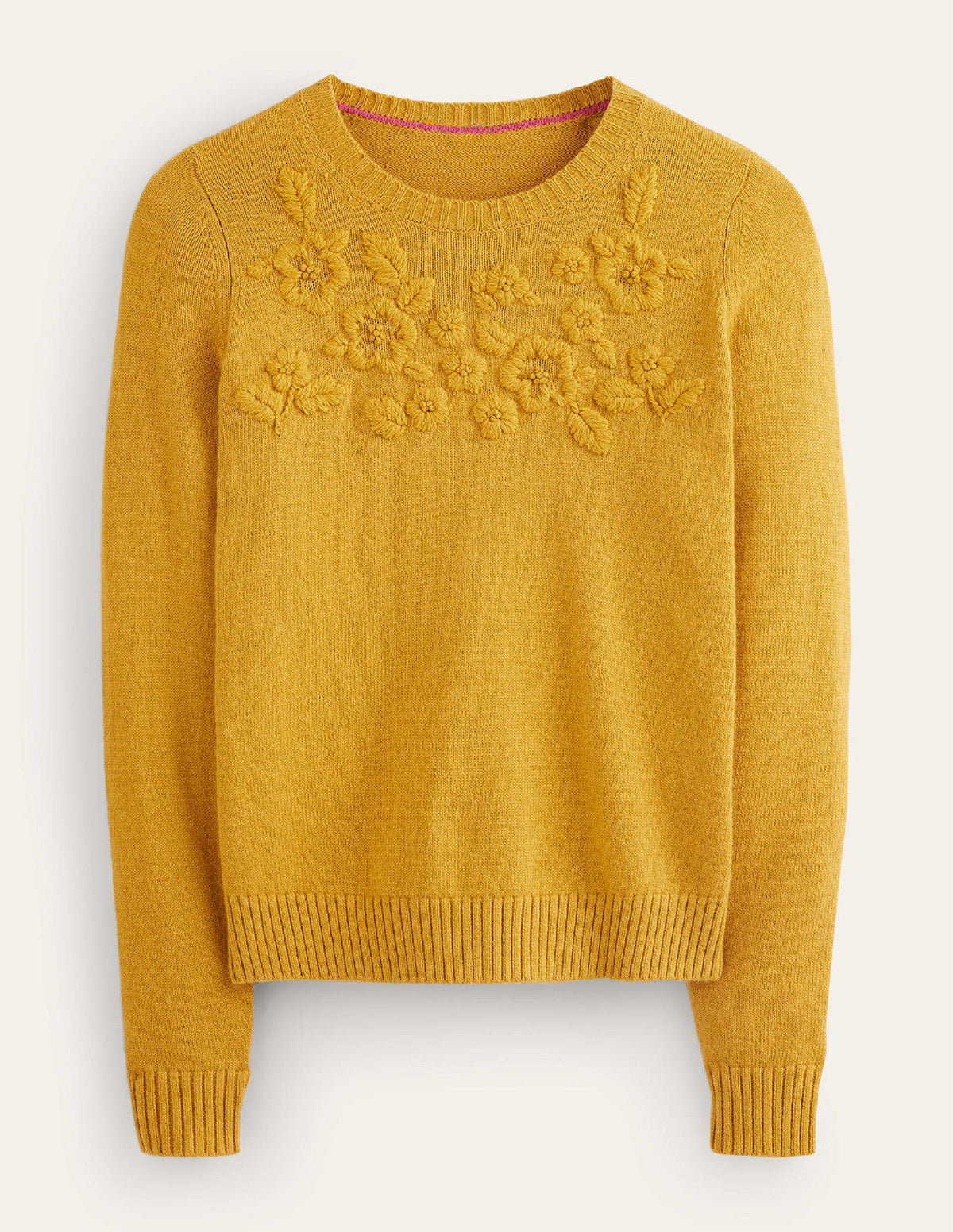 Embroidered Crew Neck Jumper-Dijon - Image 6