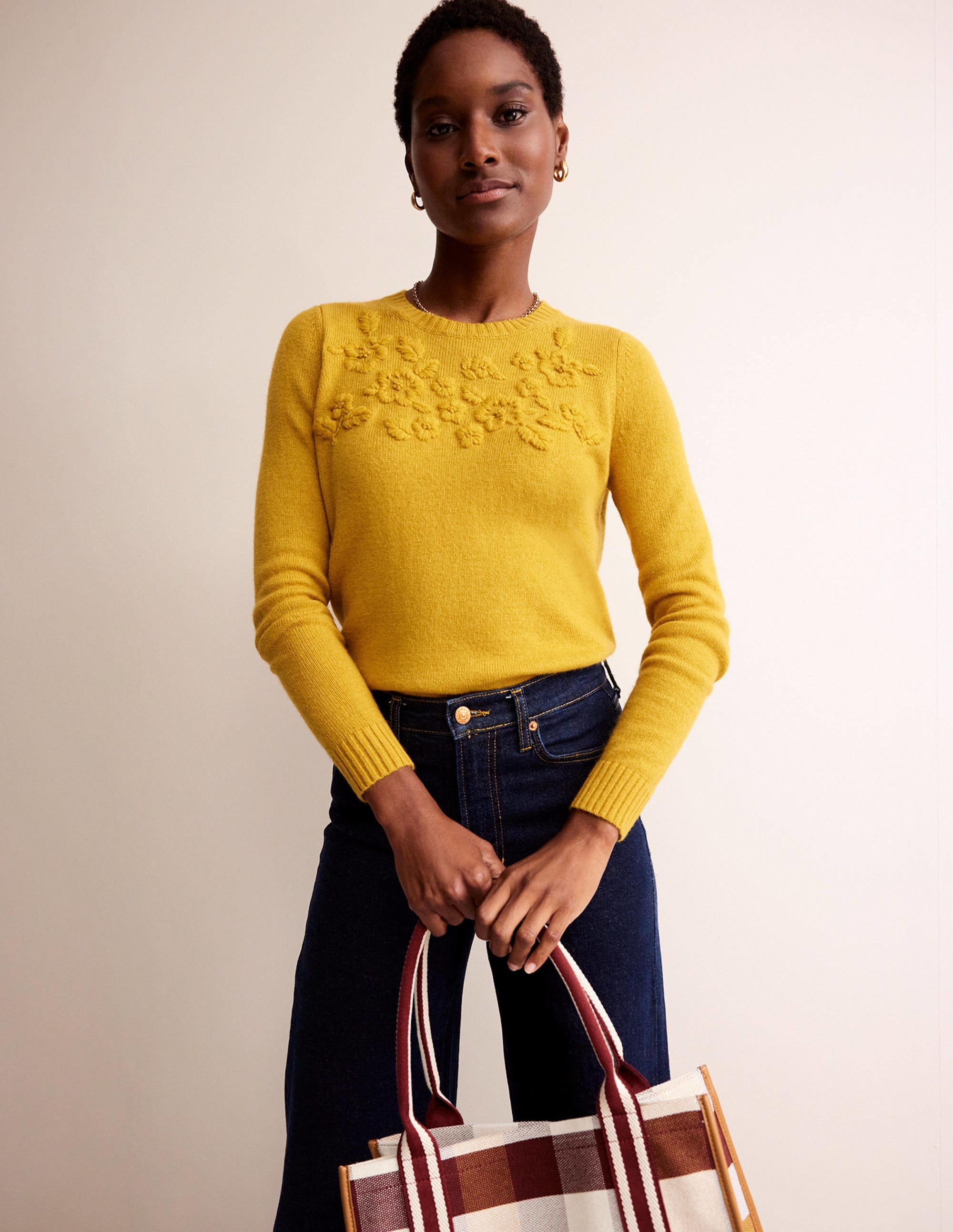 Embroidered Crew Neck Jumper-Dijon - Image 4