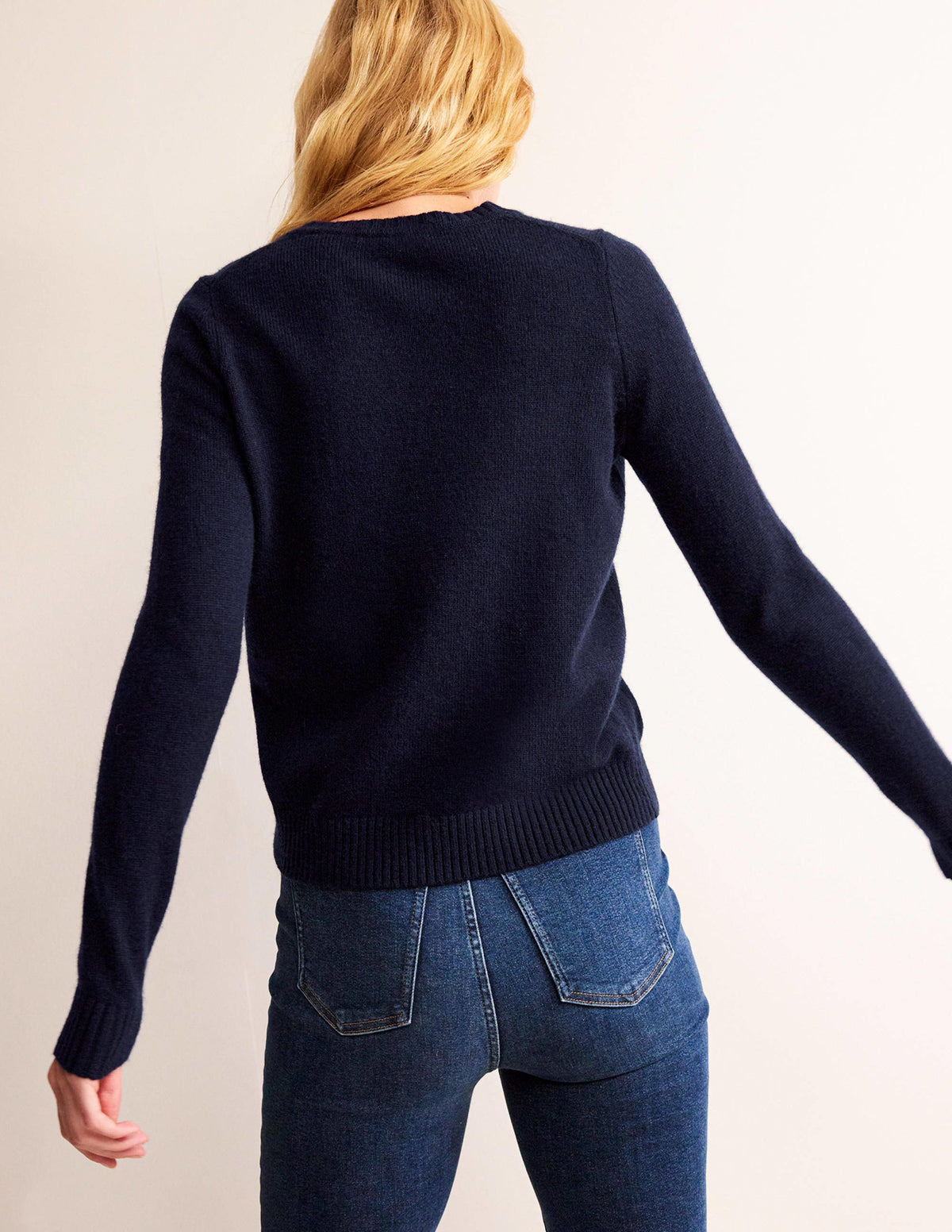 Embroidered Crew Neck Jumper-Navy-3