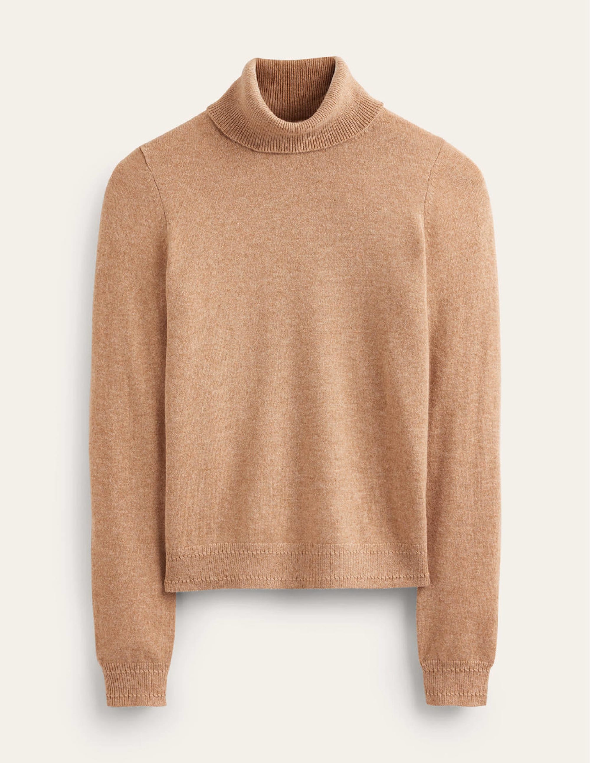 Eva Cashmere Roll-Neck Jumper-Camel Melange - Image 5