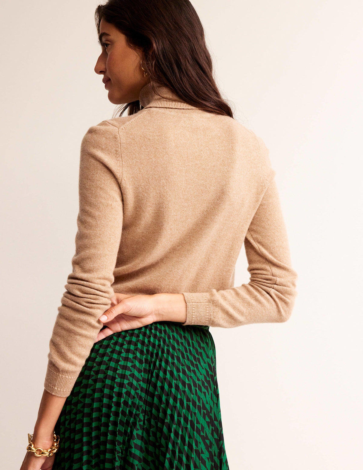 Eva Cashmere Roll-Neck Jumper-Camel Melange-3