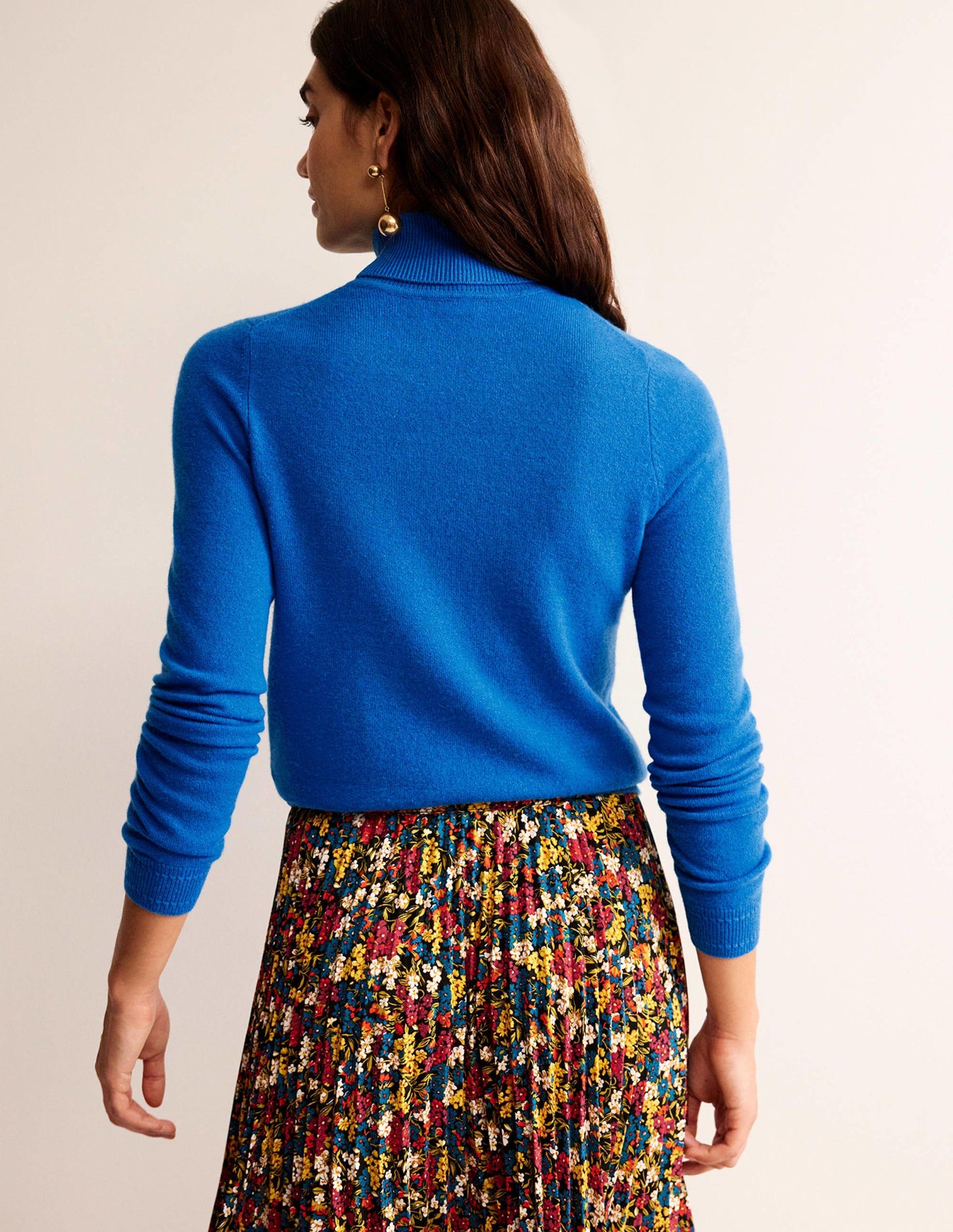 Eva Cashmere Roll-Neck Jumper-Cyan