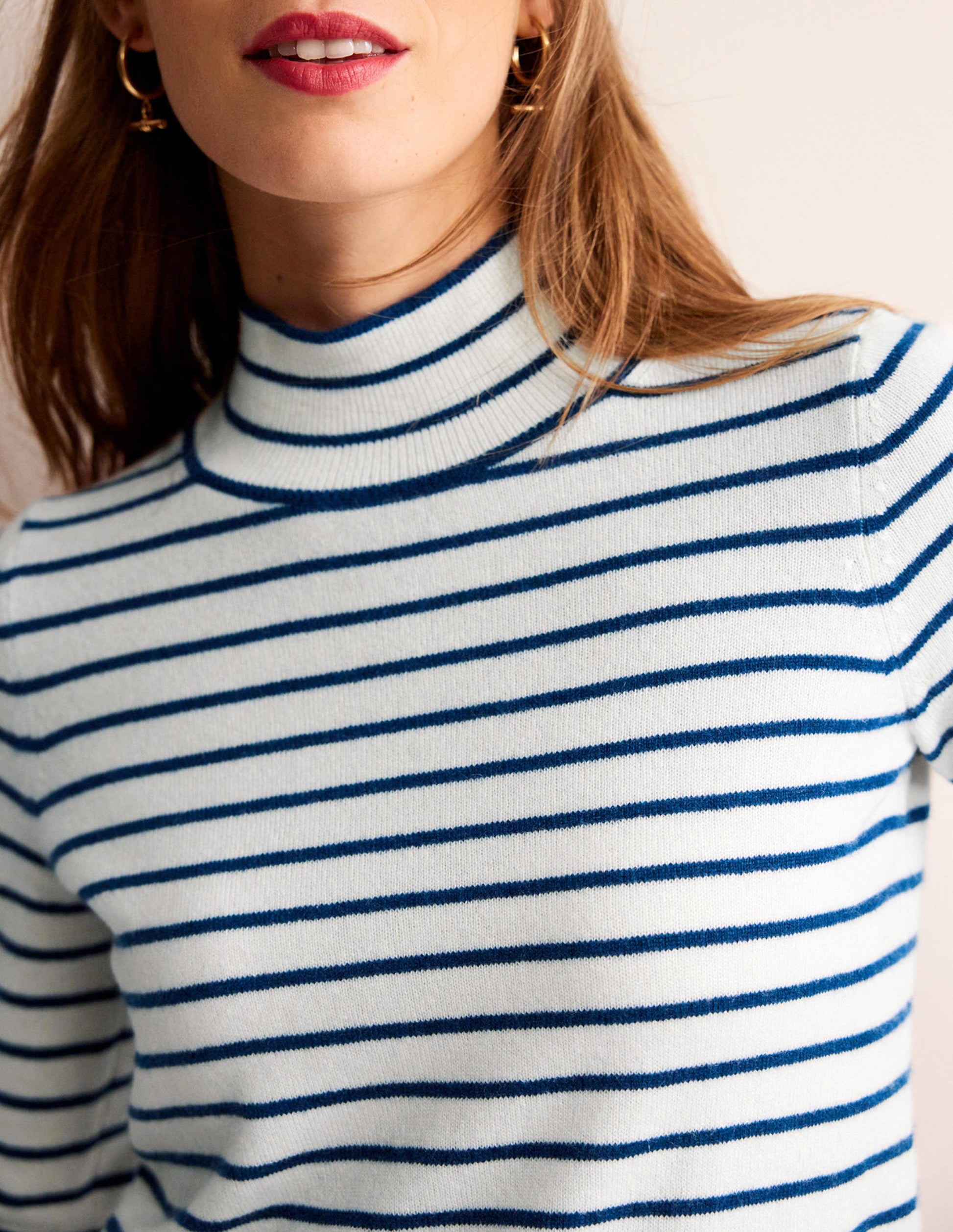 Striped Cashmere Jumper-Ivory / Navy-3