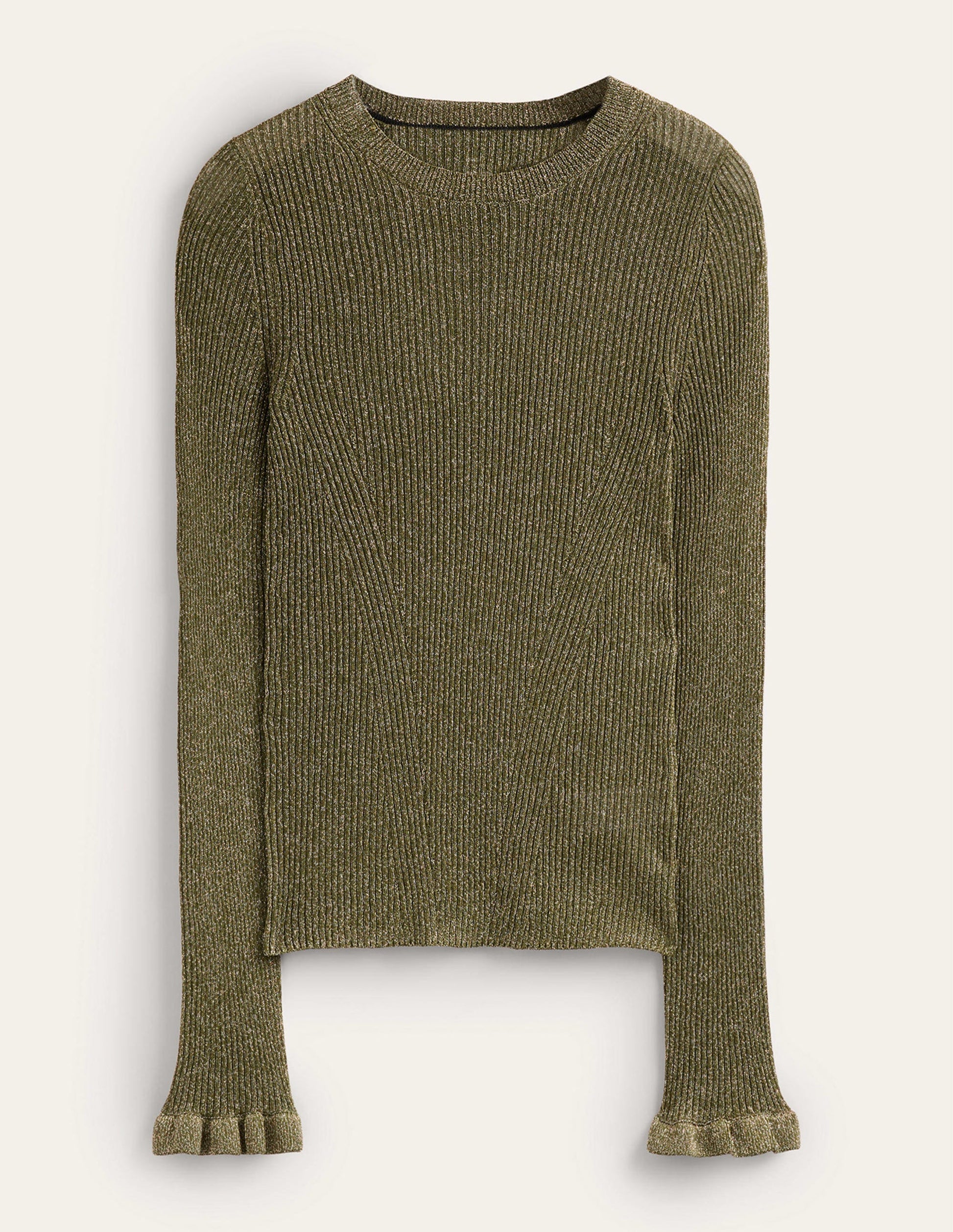 Sparkle Rib Party Jumper-Olive Metallic-5