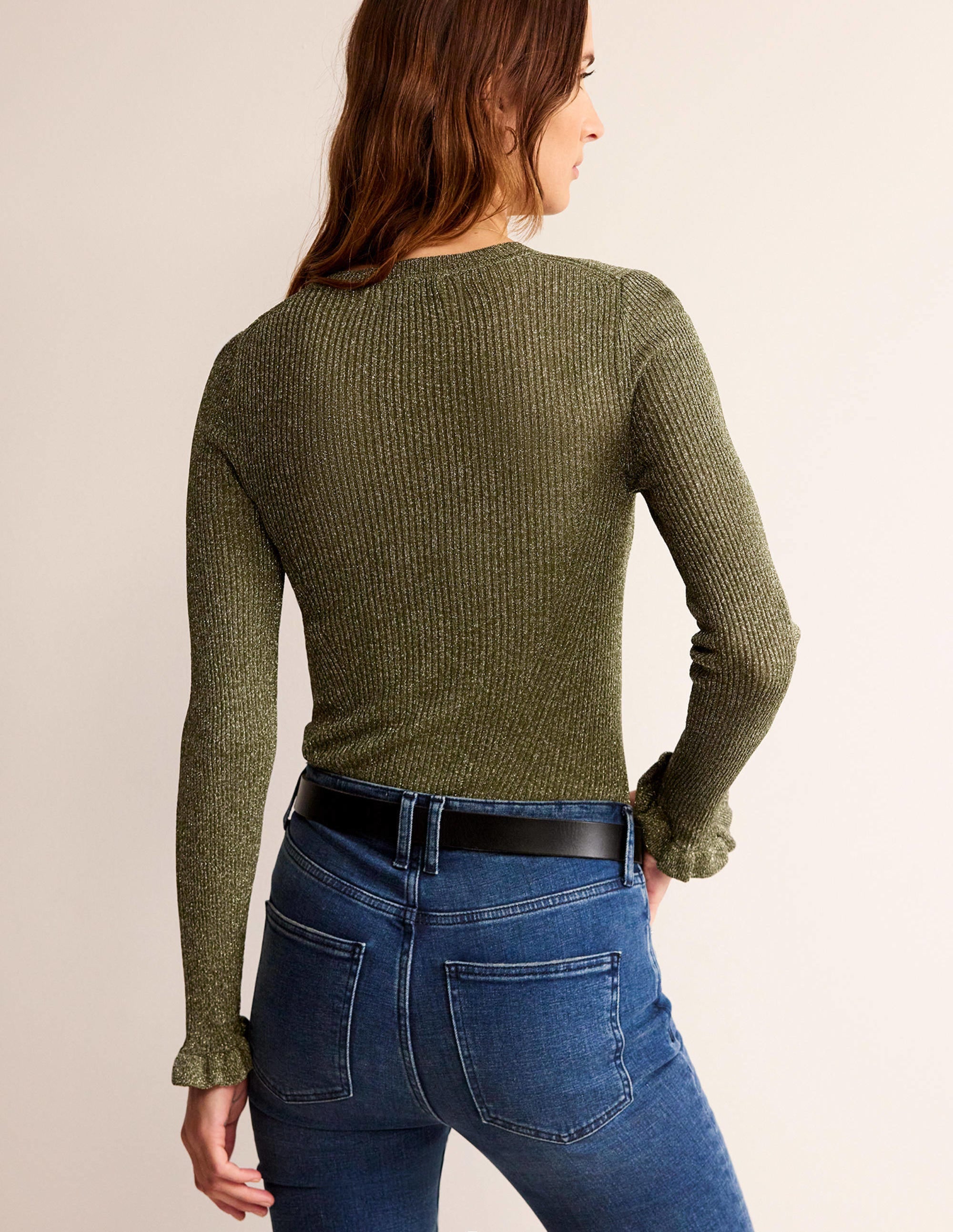 Sparkle Rib Party Jumper-Olive Metallic - Image 3