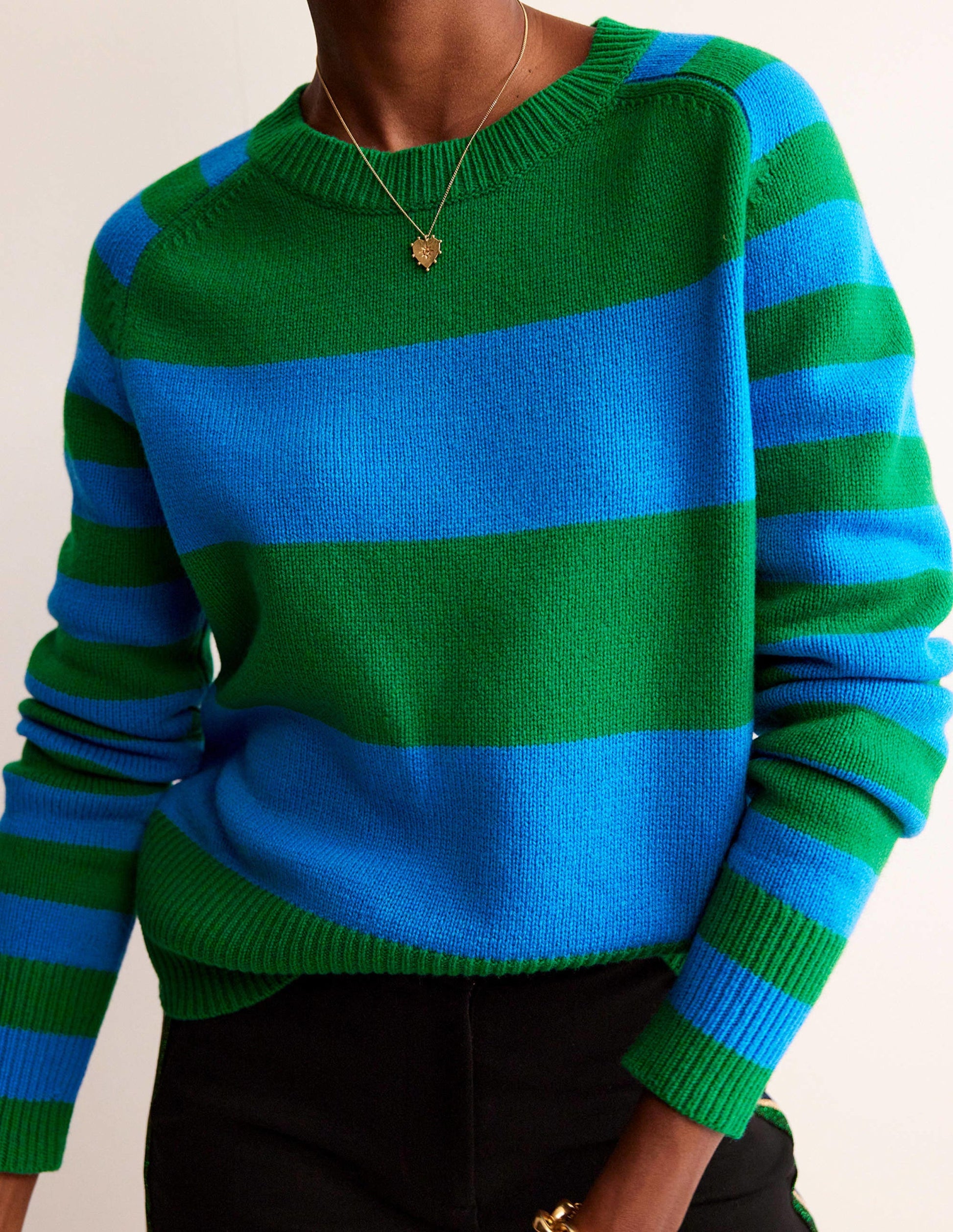 Olivia Merino Jumper-Bight Cobalt / Veridian Green-2