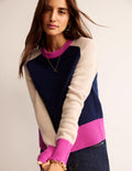 Olivia Merino Jumper-French Navy Colourblock