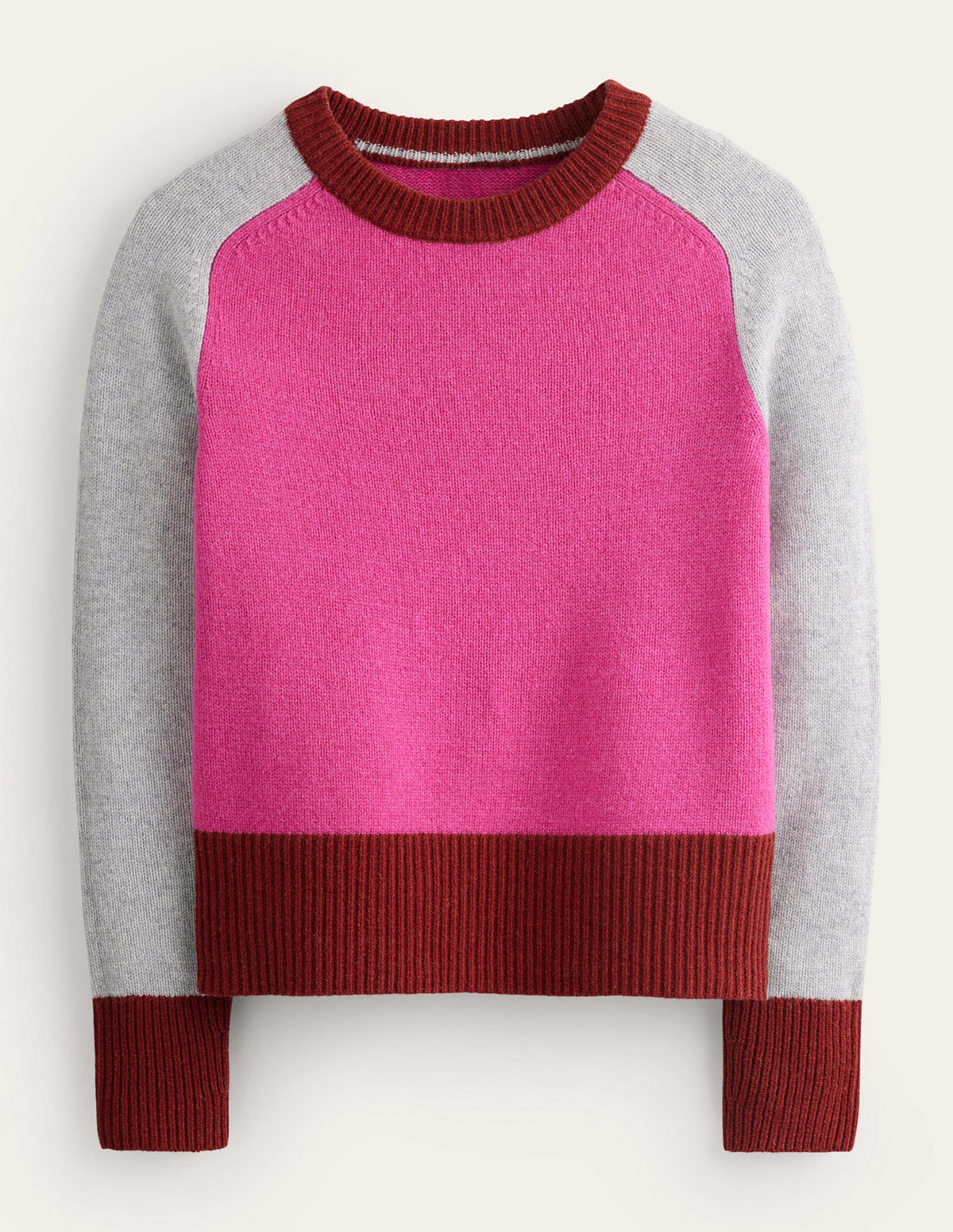 Olivia Merino Jumper-Amaranth, Fireglow Colourblock - Image 5
