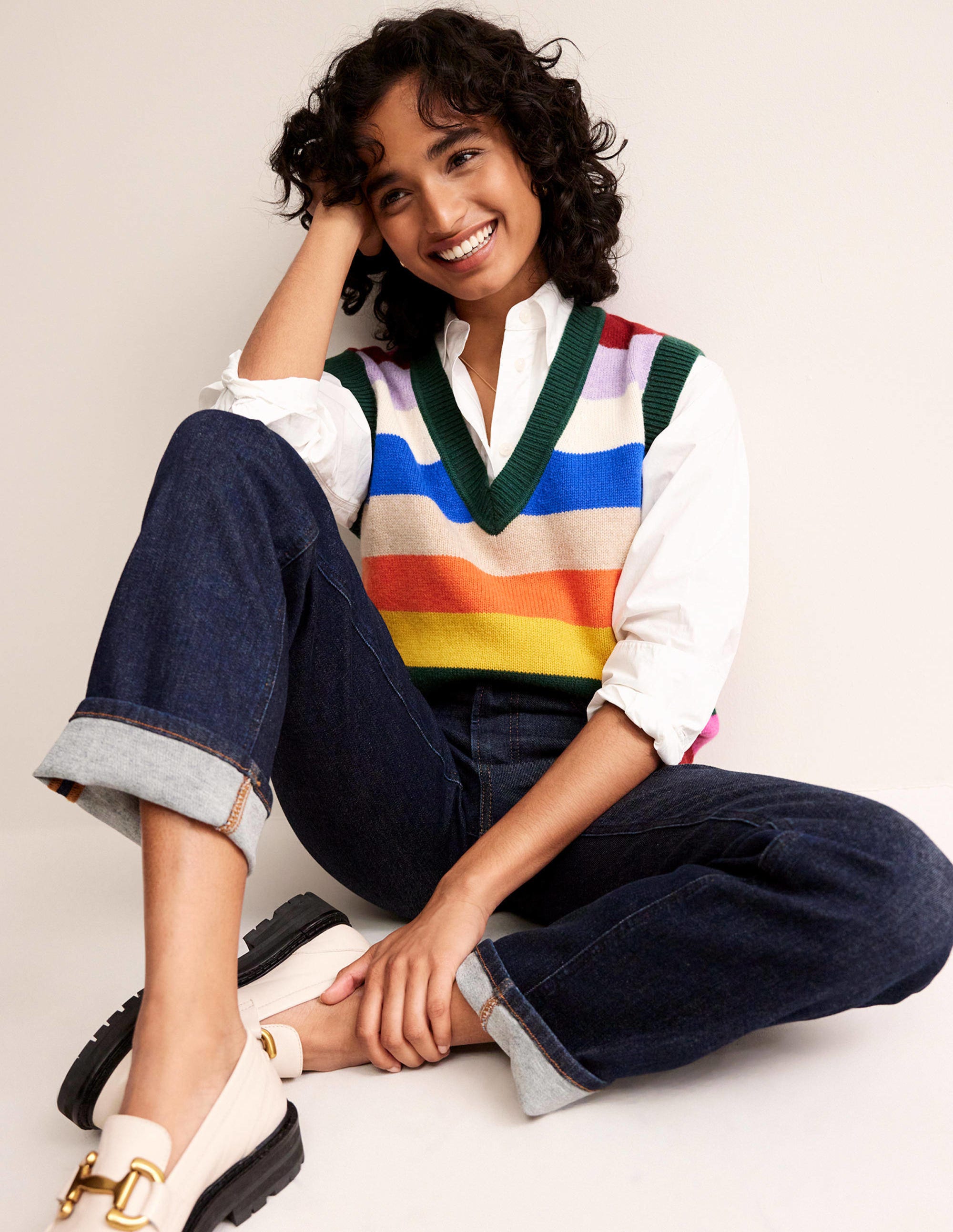 Olivia Merino Tank-Rainbow Multistripe - Image 1