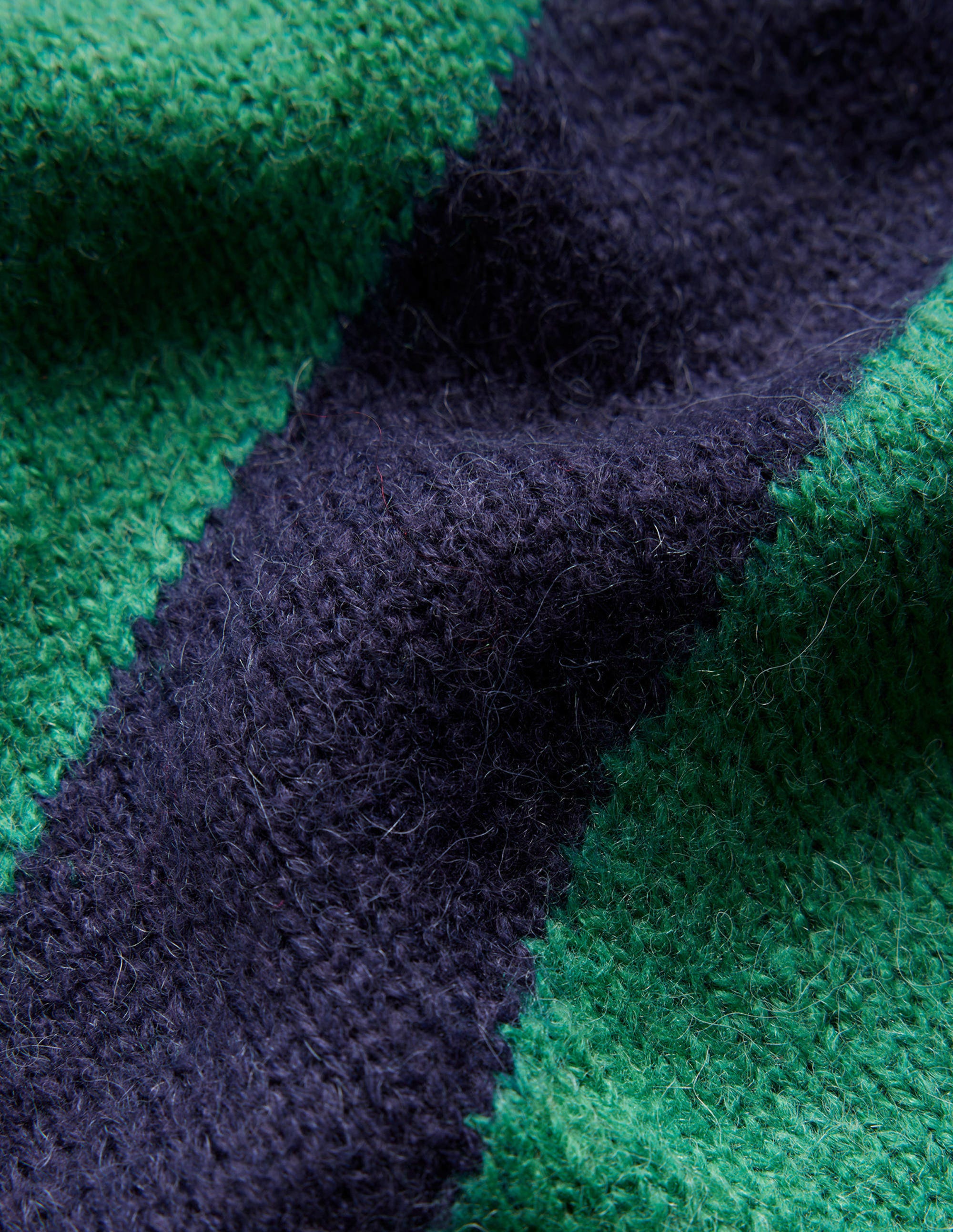 Fluffy Diagonal Stripe Jumper-Navy and Green Stripe - Image 6