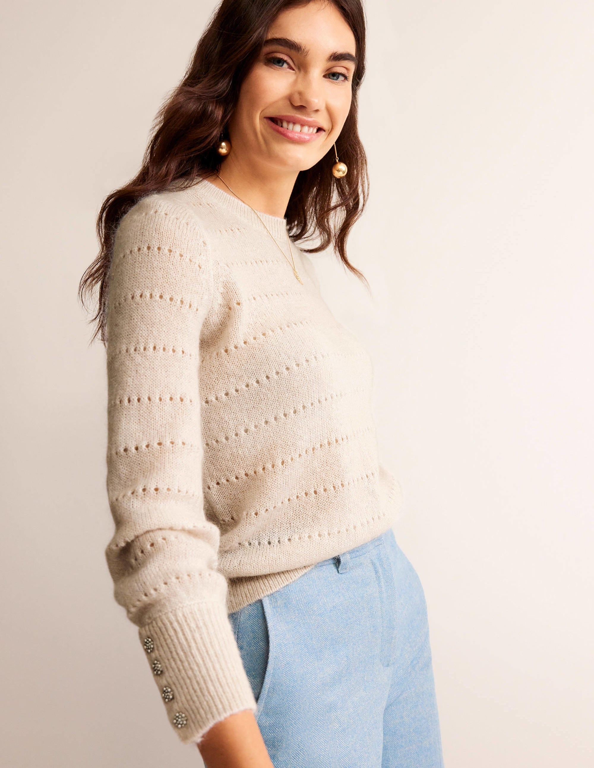 Fluffy Textured Jumper-Vanilla - Image 1