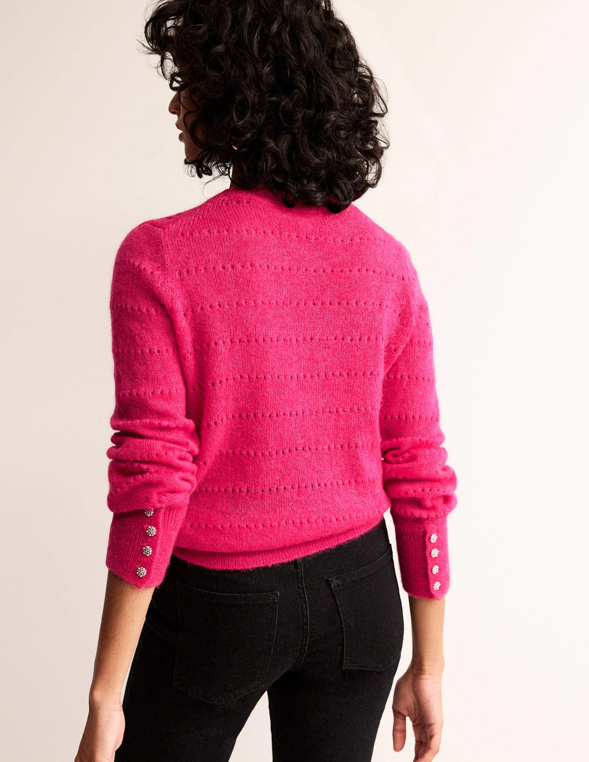 Fluffy Textured Jumper-Vibrant Pink - Image 3