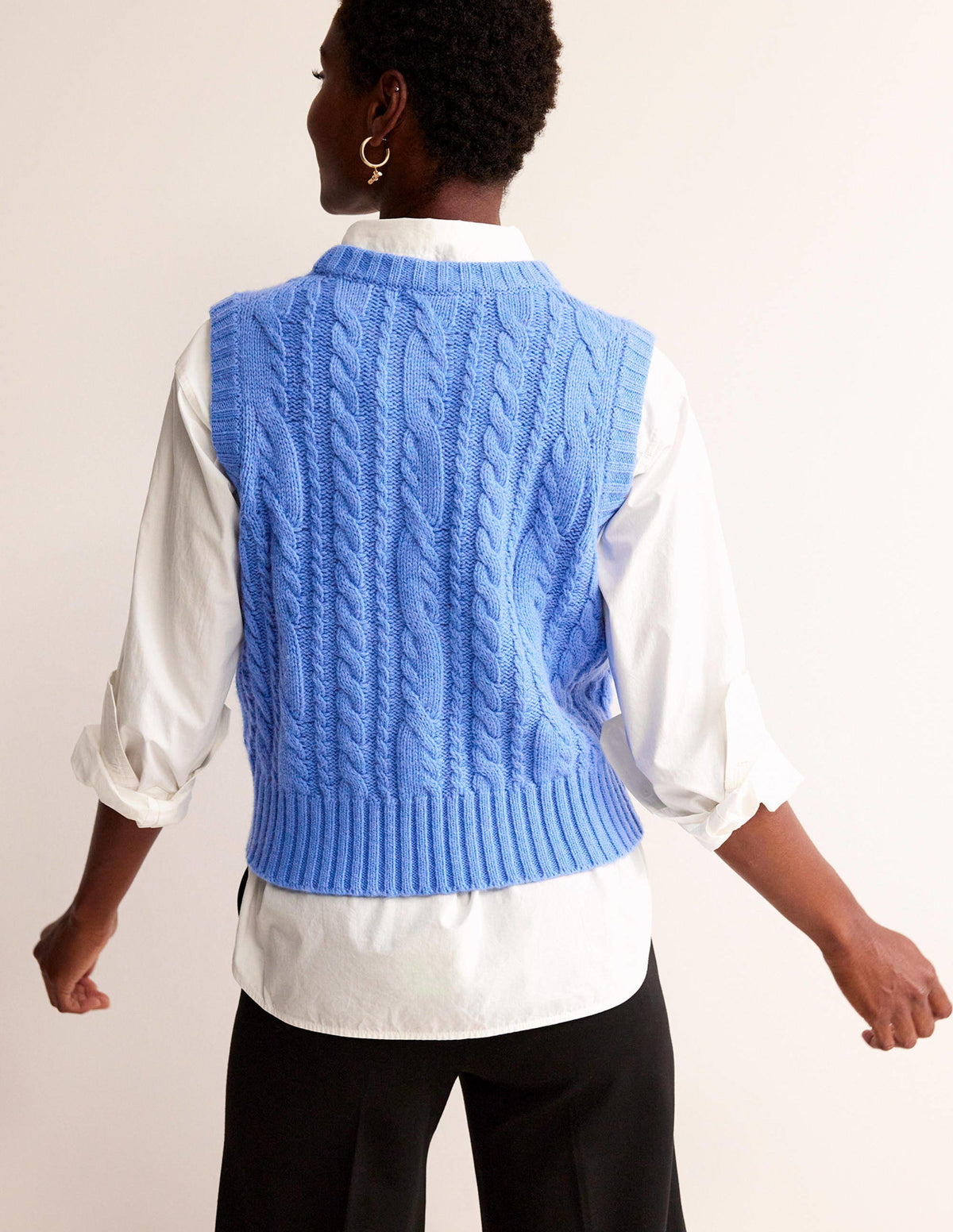 Cable Crew Neck Tank-Bright Cobalt - Image 3