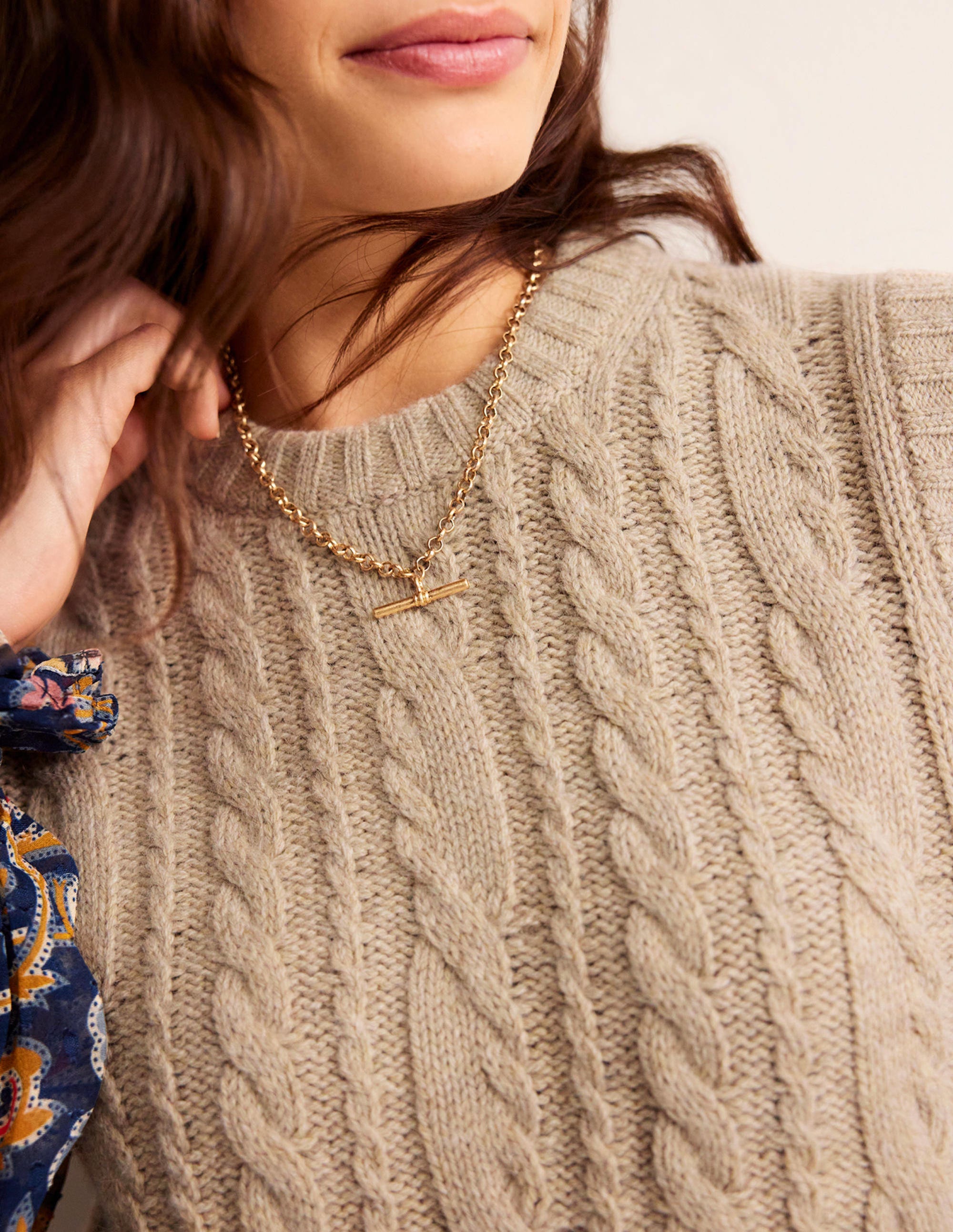 Cable Crew Neck Tank-Chinchilla Melange - Image 3