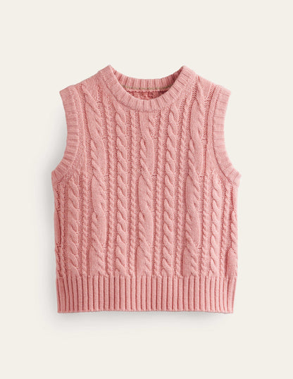 Cable Crew Neck Tank-Chalky Pink-5