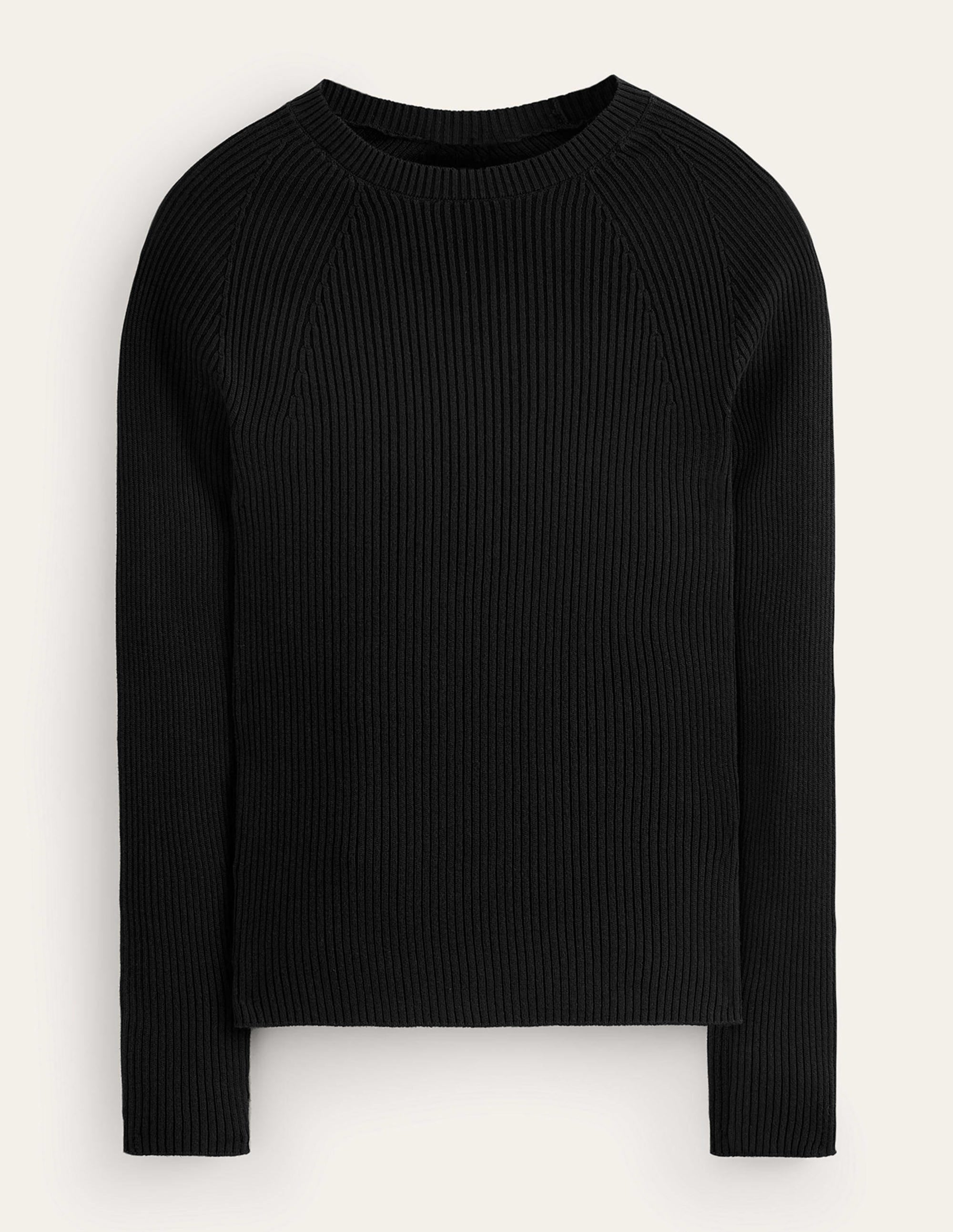 Ribbed Cotton Jumper-Black - Image 5