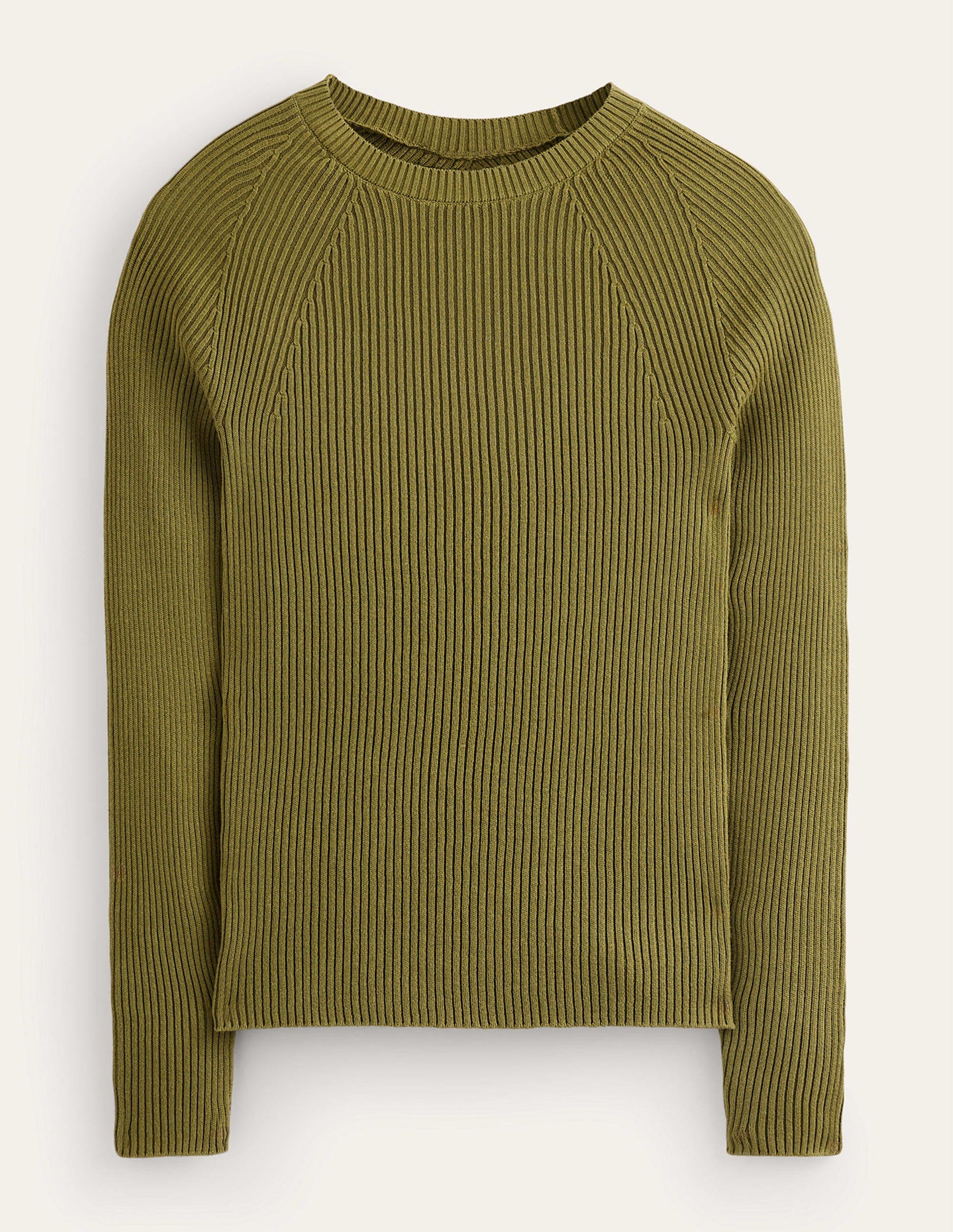 Ribbed Cotton Jumper-Green Olive-5