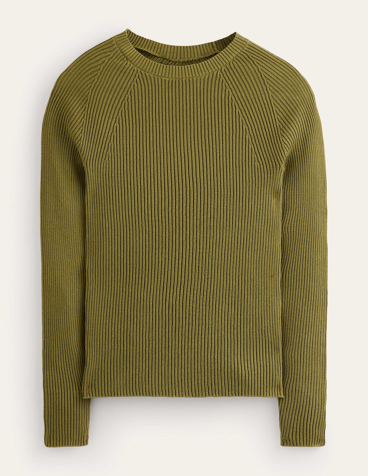 Ribbed Cotton Jumper-Green Olive - Image 5