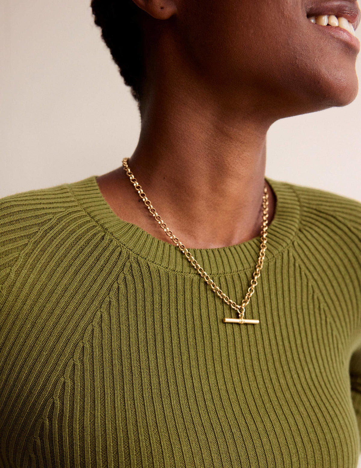Ribbed Cotton Jumper-Green Olive - Image 2