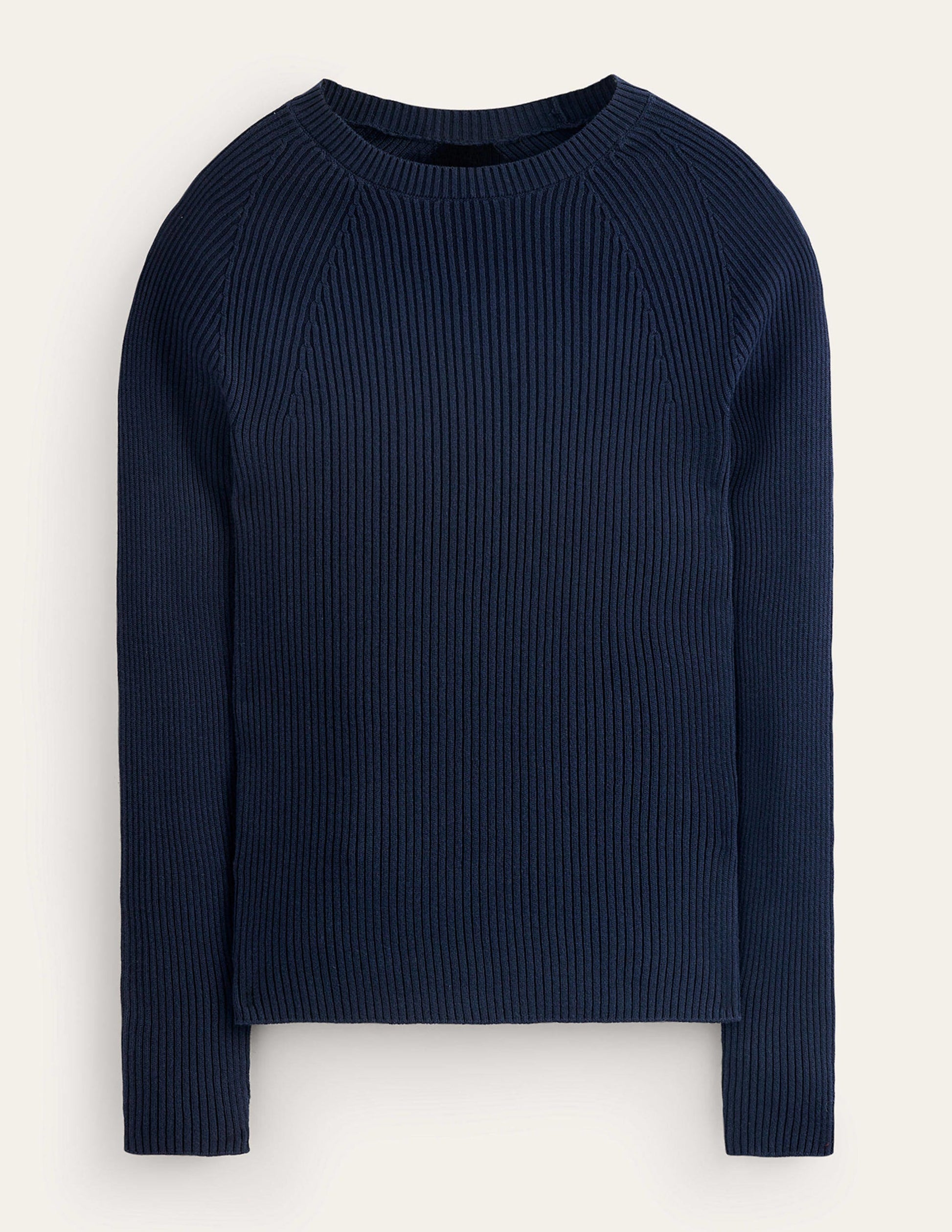 Ribbed Cotton Jumper-Navy-5