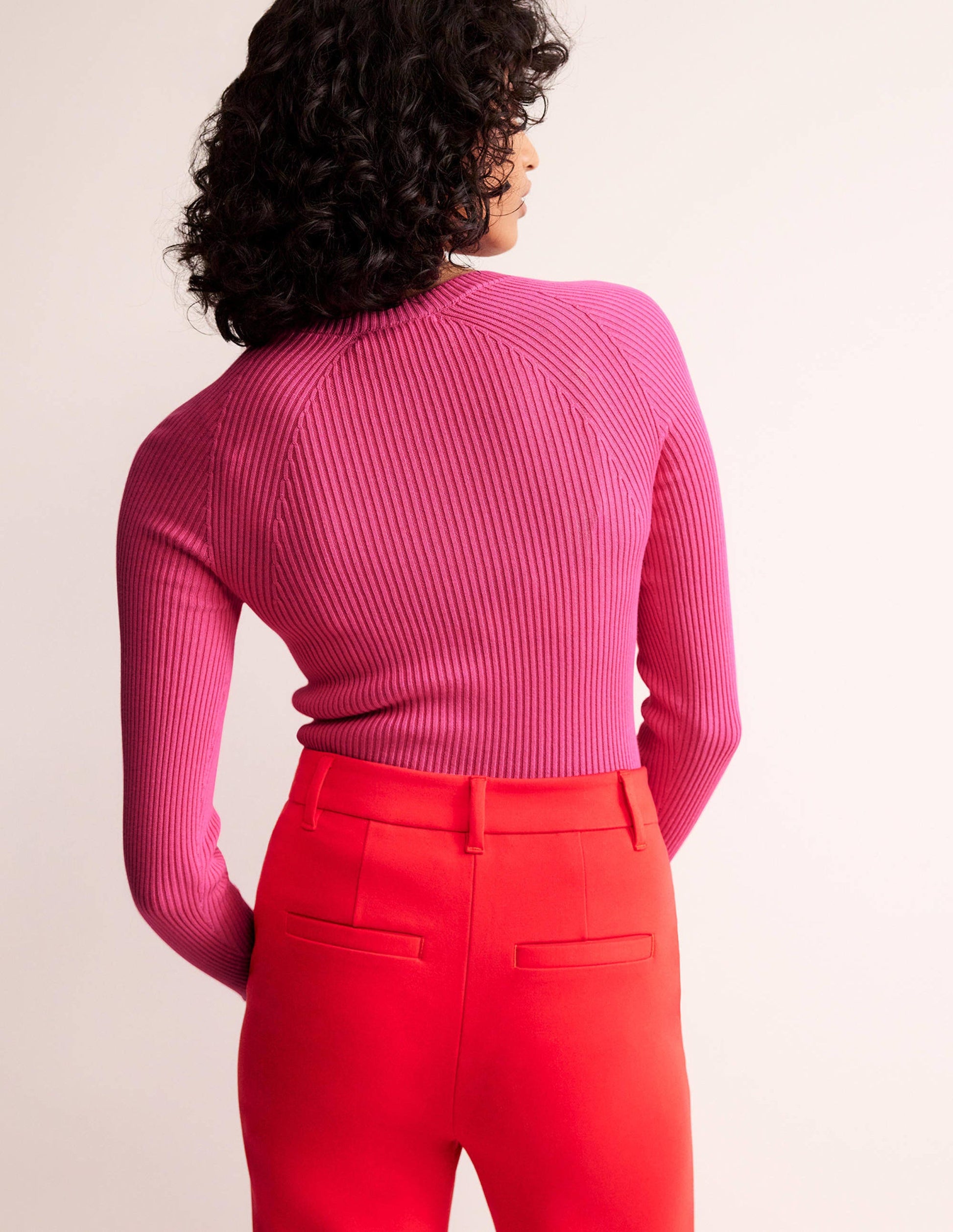 Ribbed Cotton Jumper-Pink-3