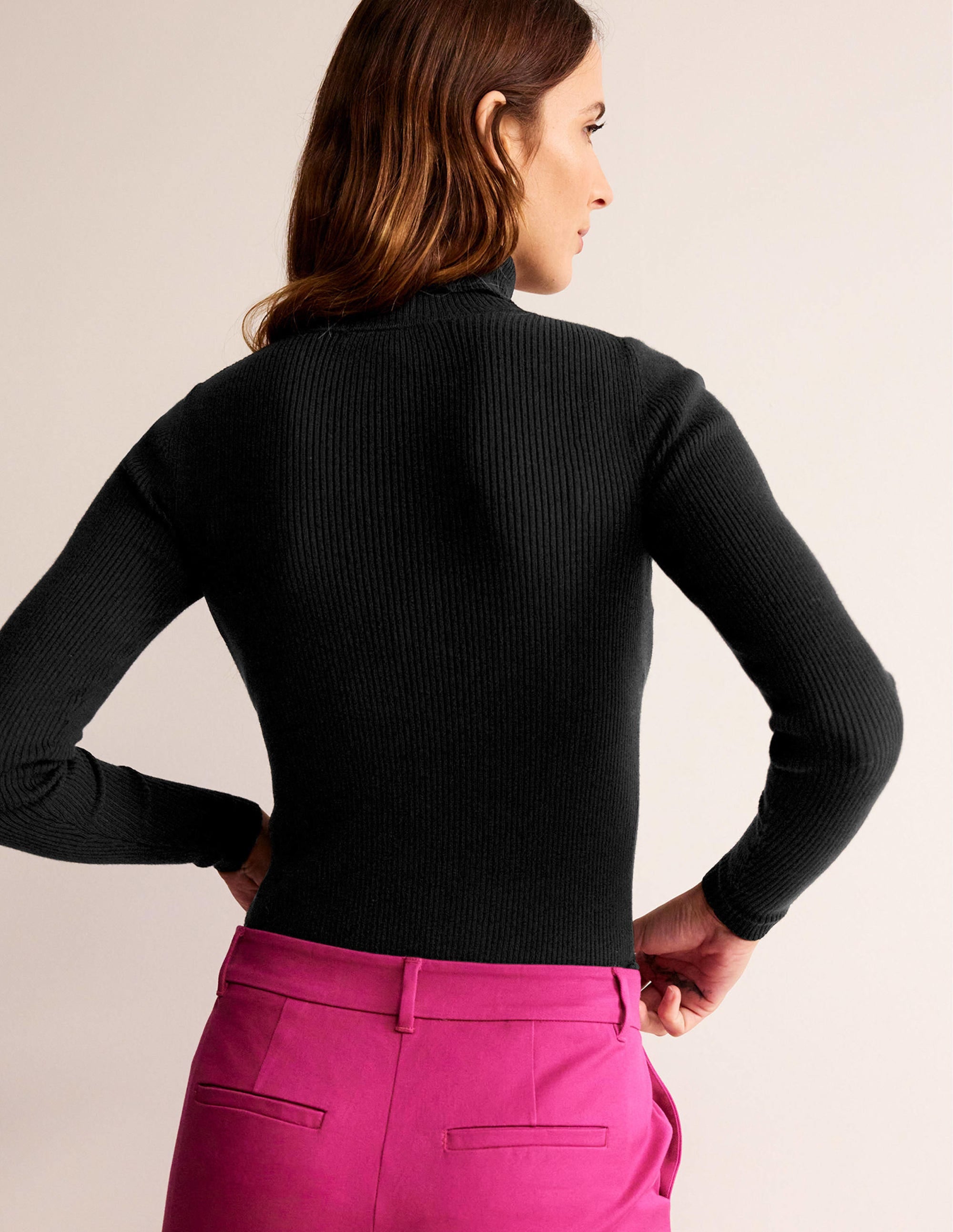 Catriona Roll Neck Jumper-Black - Image 3
