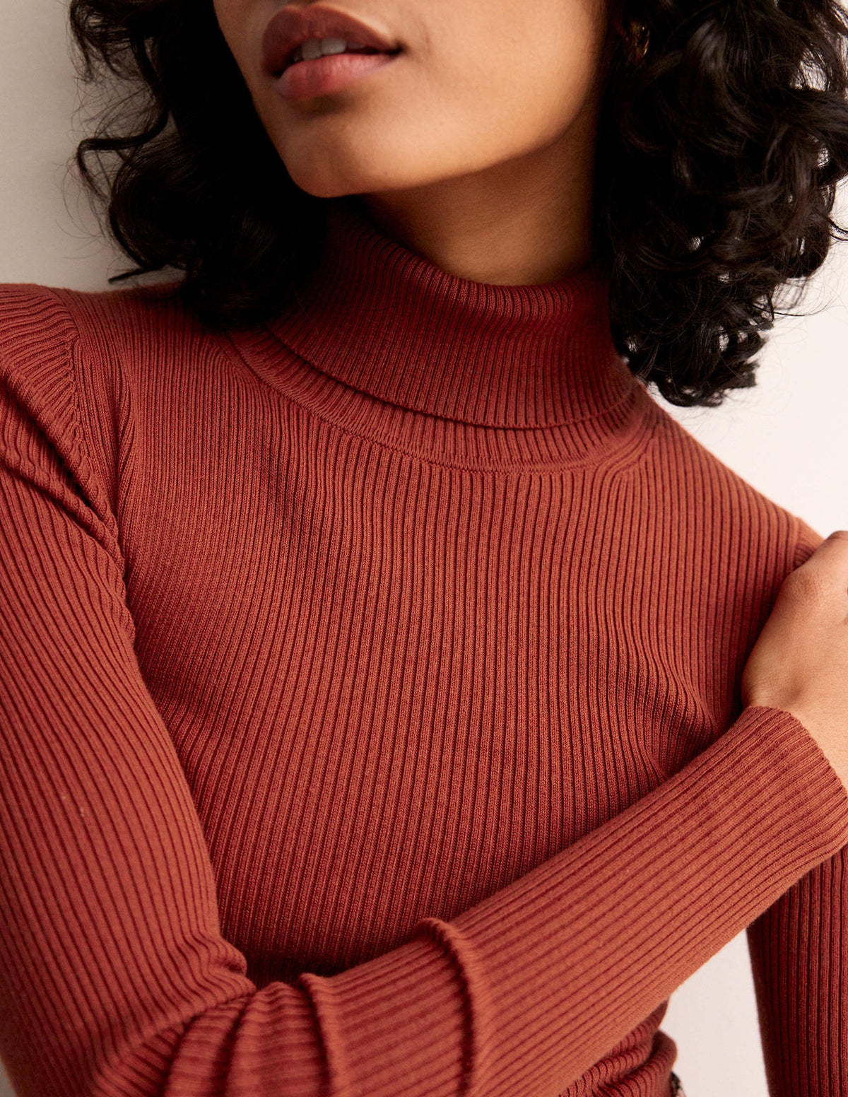 Catriona Roll Neck Jumper-Chestnut Brown - Image 2