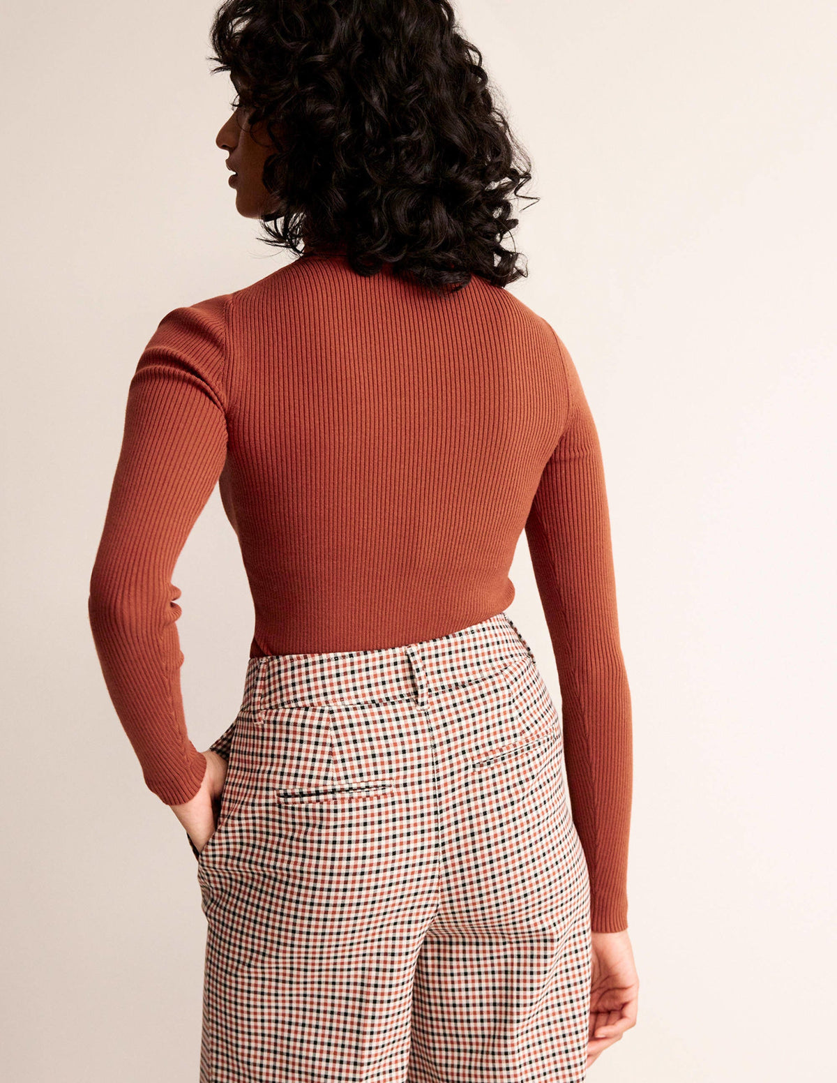 Catriona Roll Neck Jumper-Chestnut Brown - Image 3