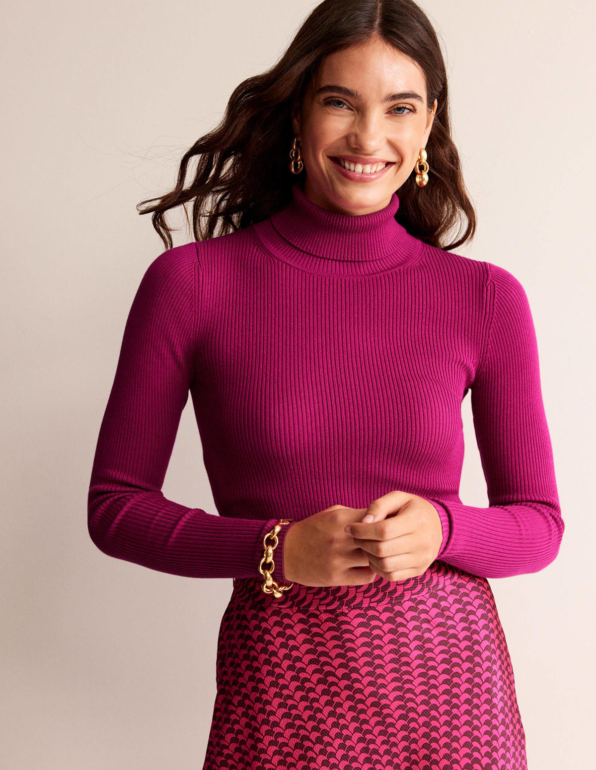 Catriona Roll Neck Jumper-Festival Fuchsia-1