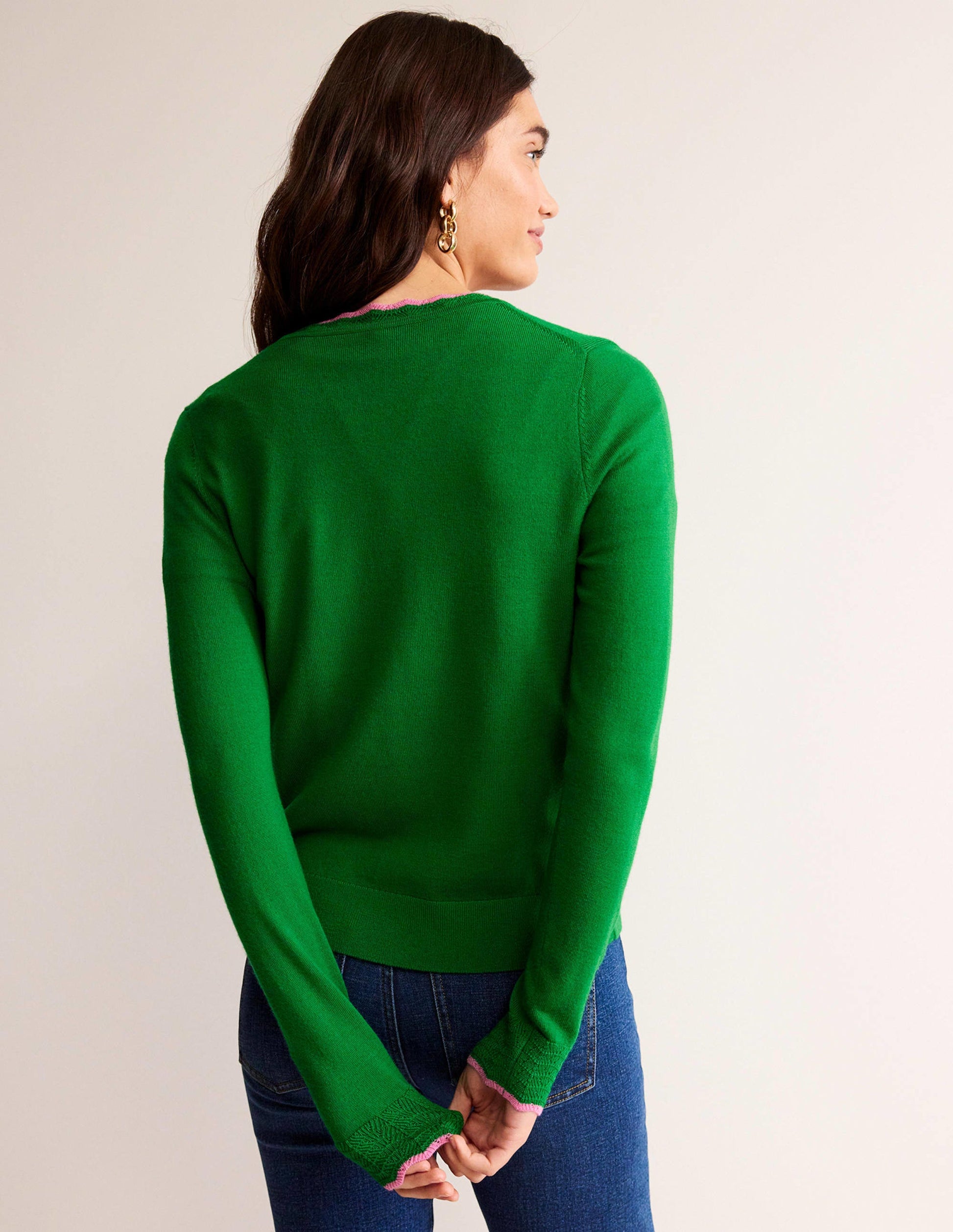 Merino Scallop Cardigan-Meadow Green-3