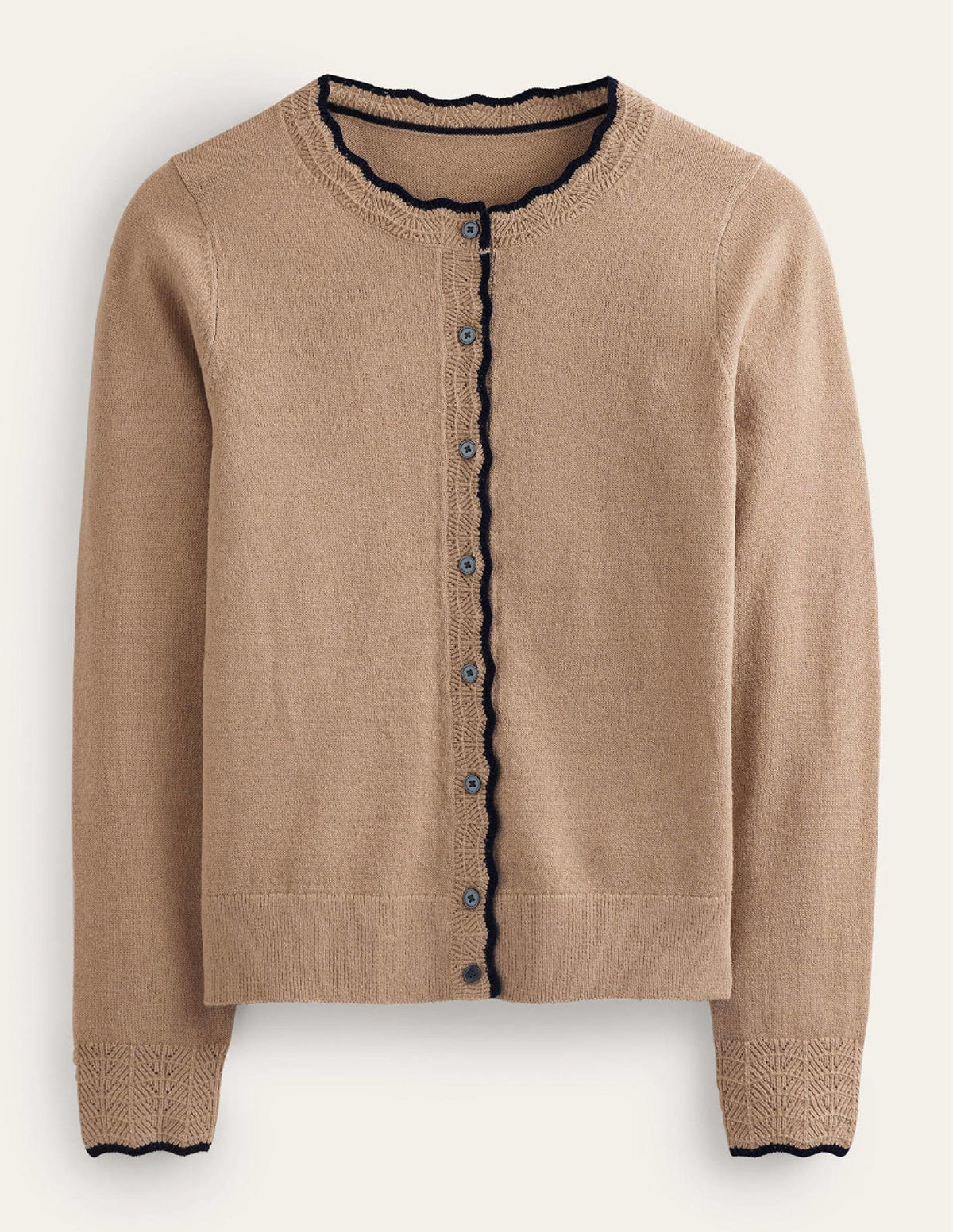Merino Scallop Cardigan-Camel Melange - Image 5